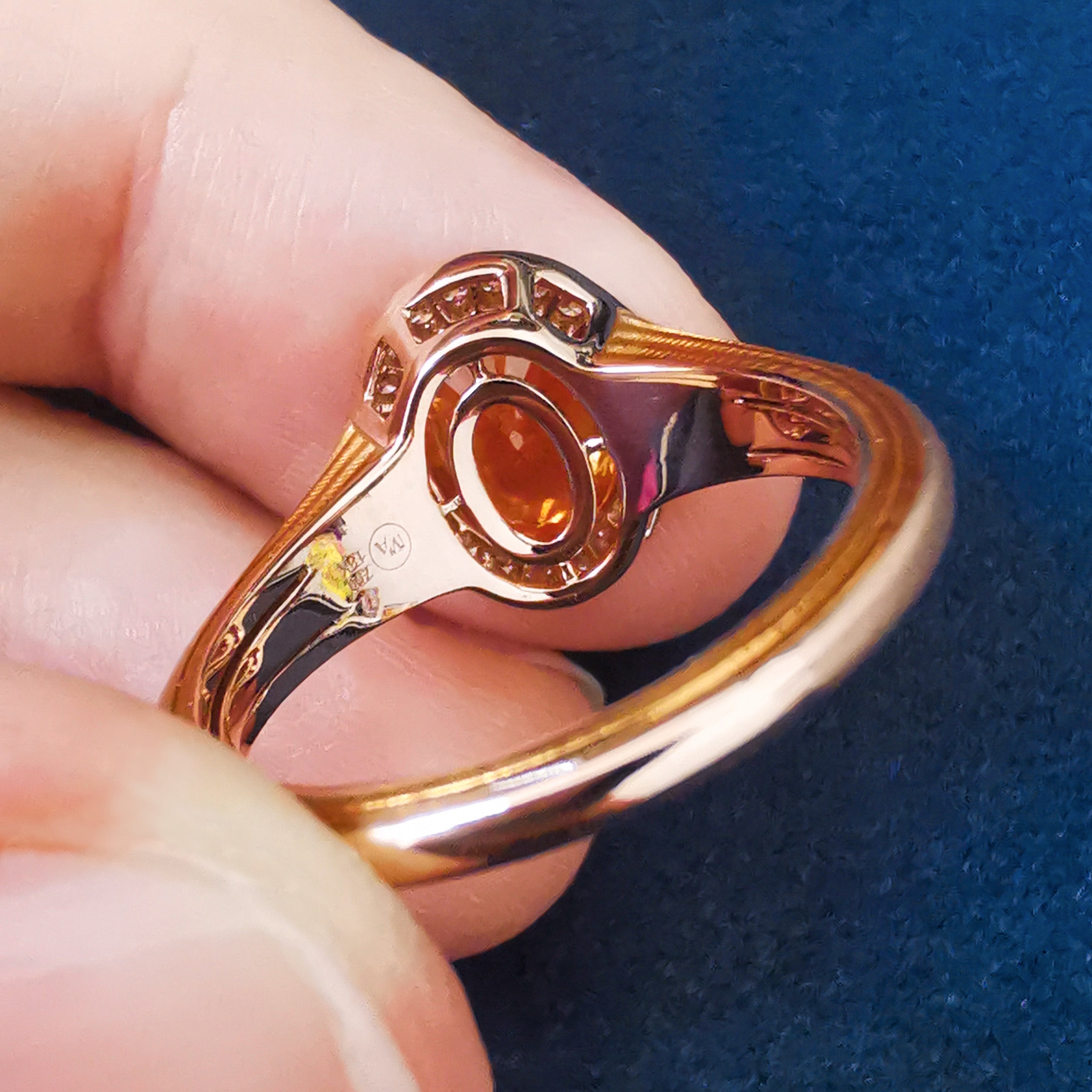 Spessartine, Diamonds, Enamel 18K Rose Gold Ring, R 0143-0