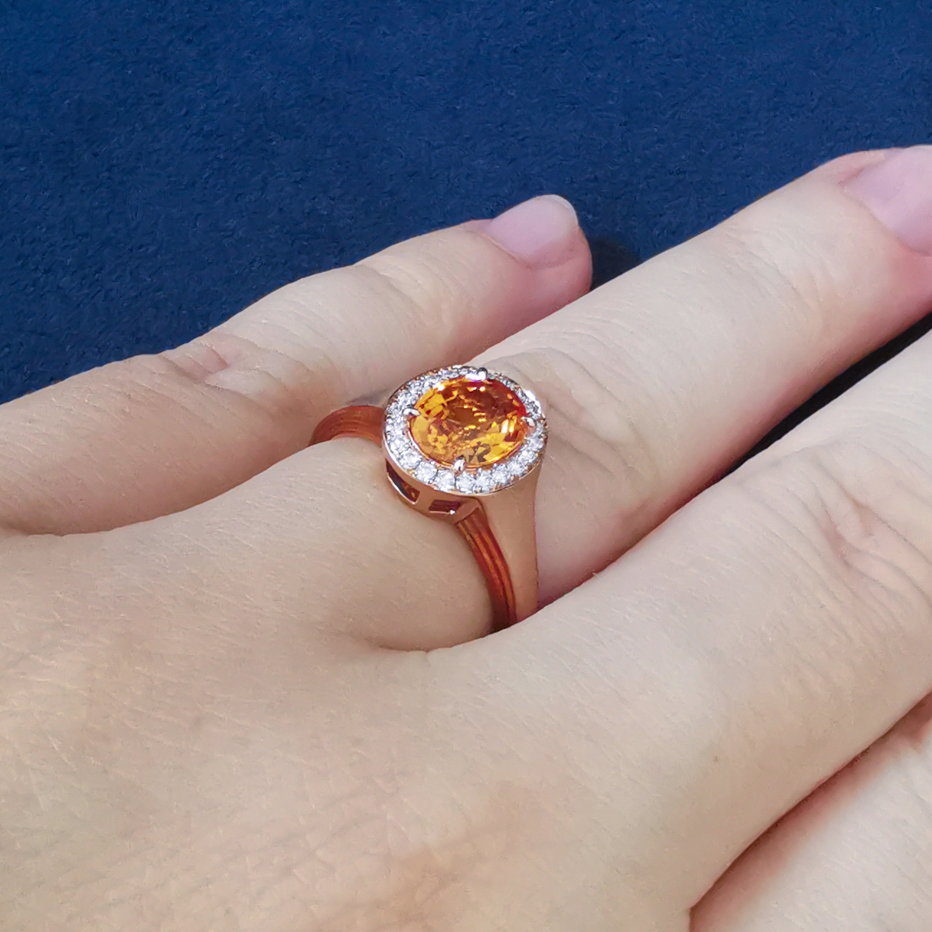 Spessartine, Diamonds, Enamel 18K Rose Gold Ring, R 0143-0