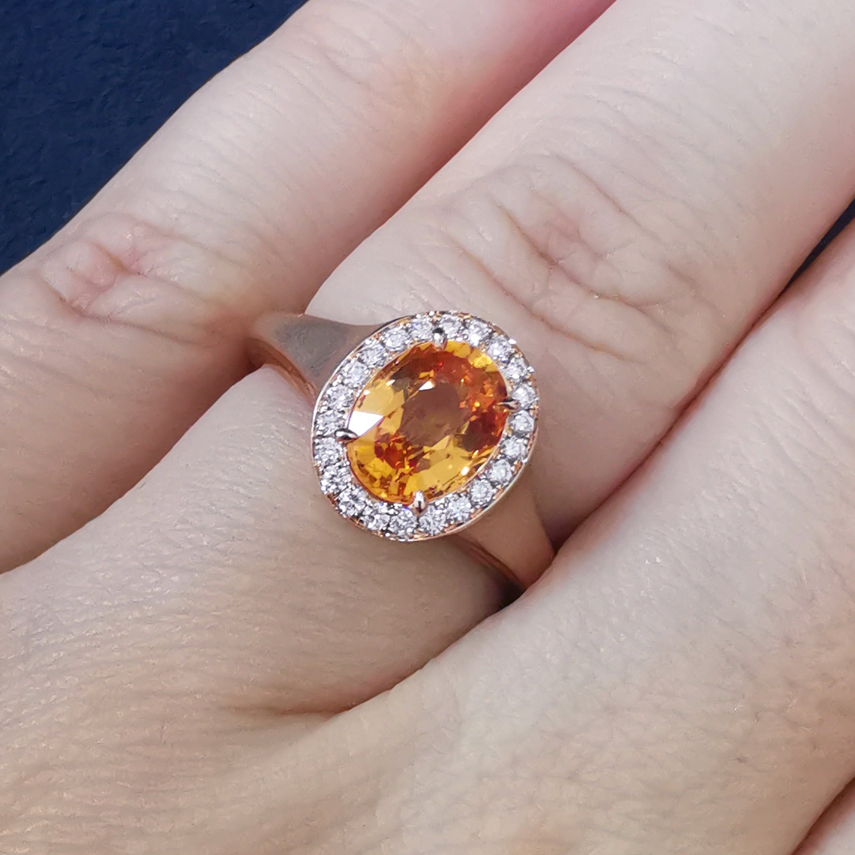 Spessartine, Diamonds, Enamel 18K Rose Gold Ring, R 0143-0