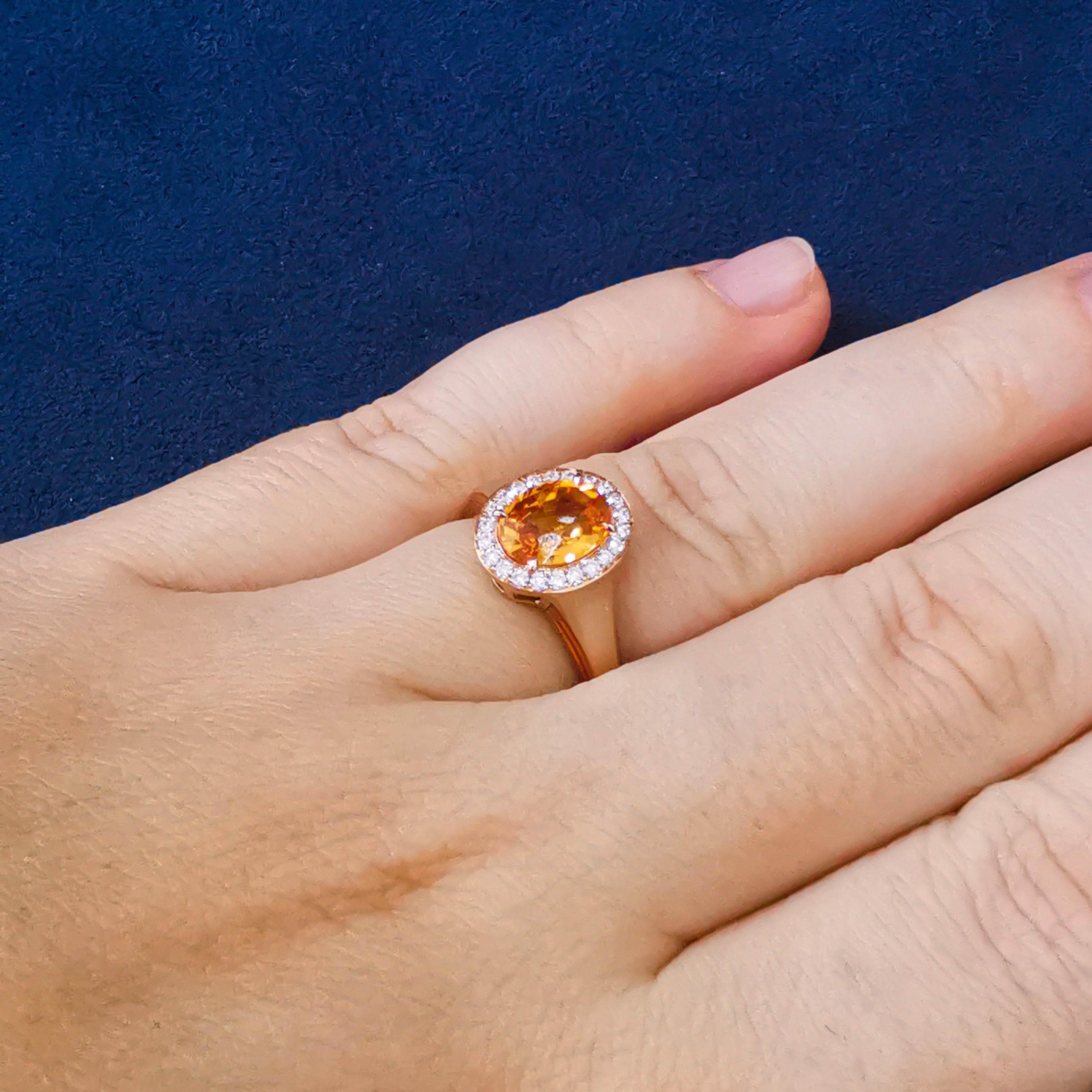 Spessartine, Diamonds, Enamel 18K Rose Gold Ring, R 0143-0
