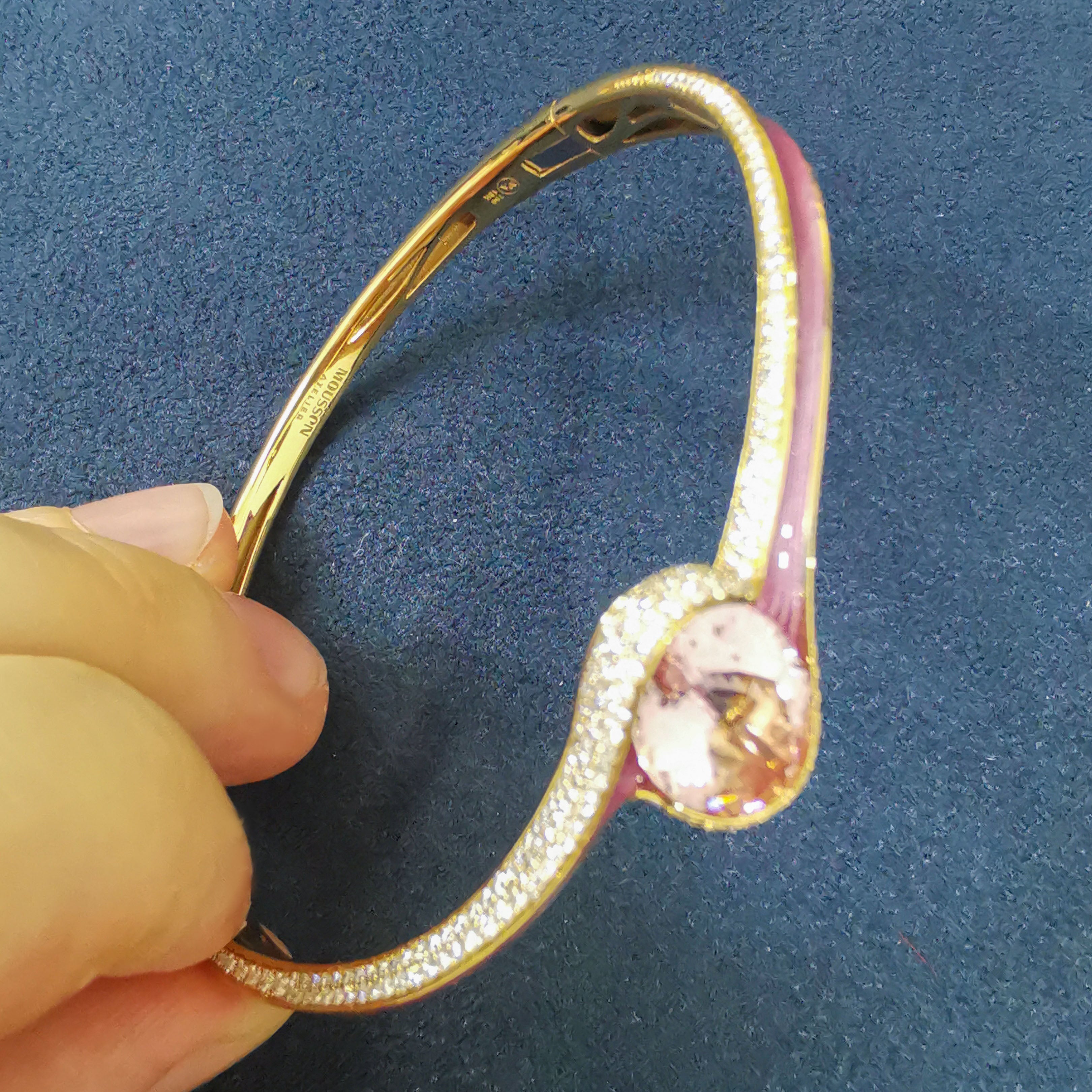 Enamel, Morganite, Diamonds 18K Yellow Gold Bracelet, Br 0123-0