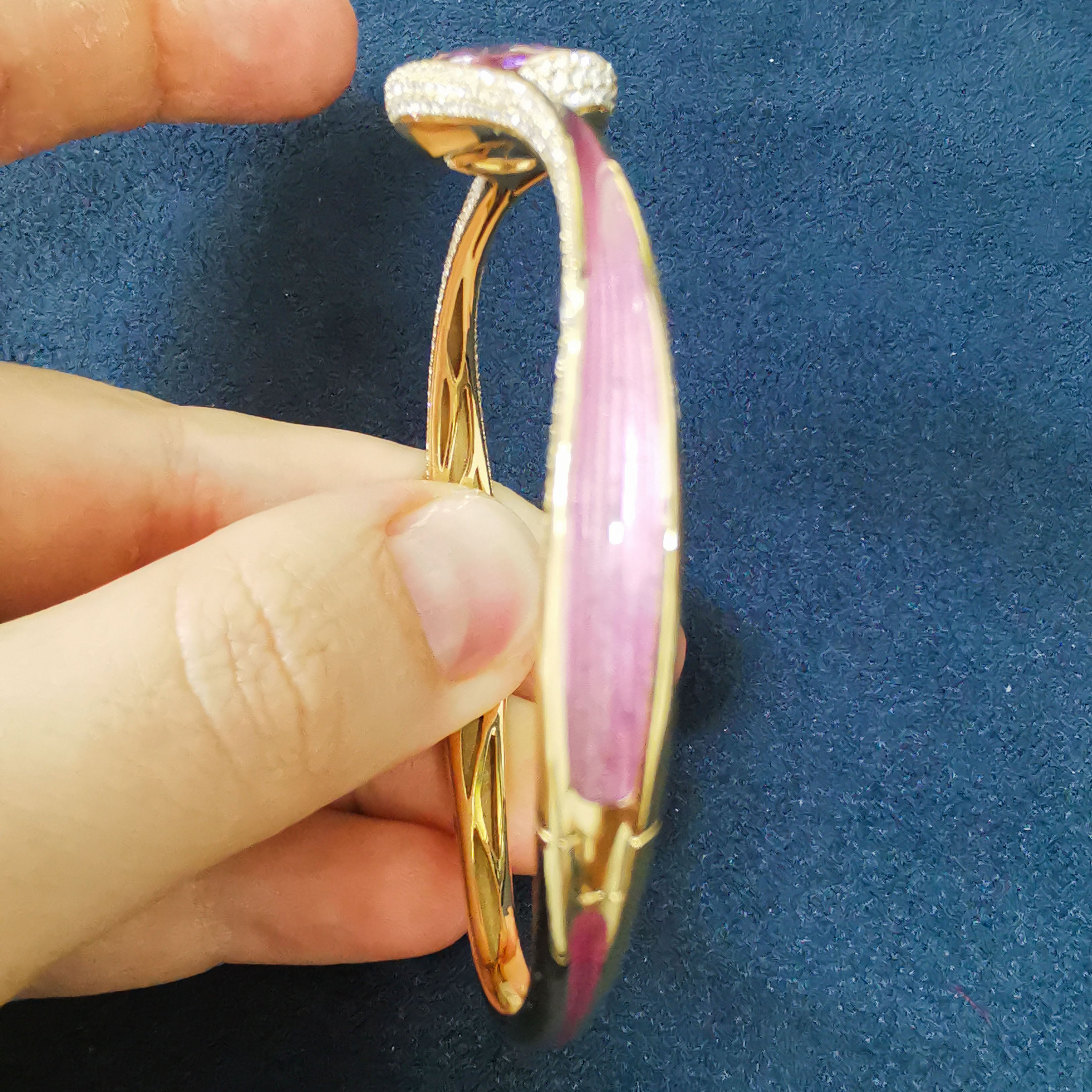 Enamel, Morganite, Diamonds 18K Yellow Gold Bracelet, Br 0123-0