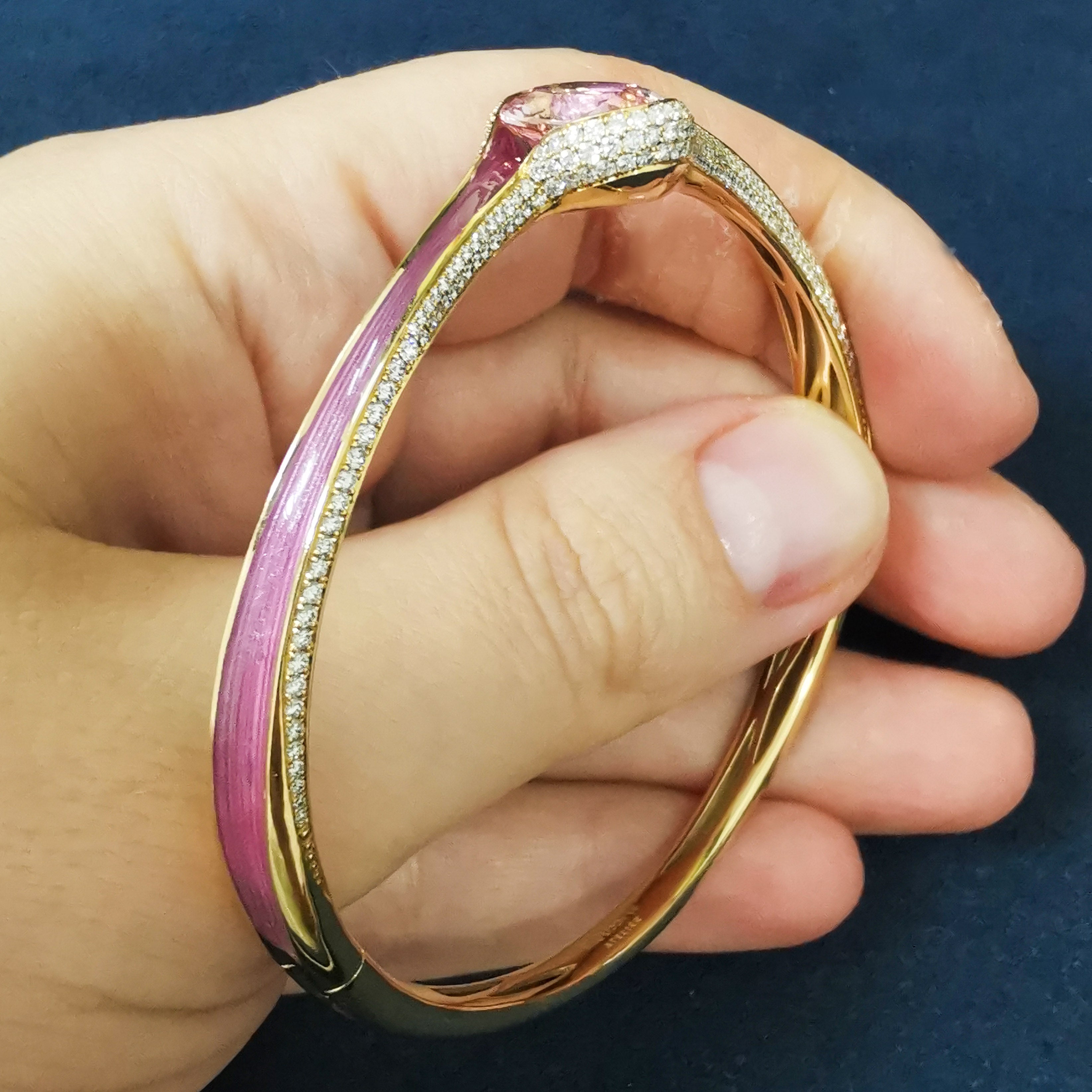 Enamel, Morganite, Diamonds 18K Yellow Gold Bracelet, Br 0123-0