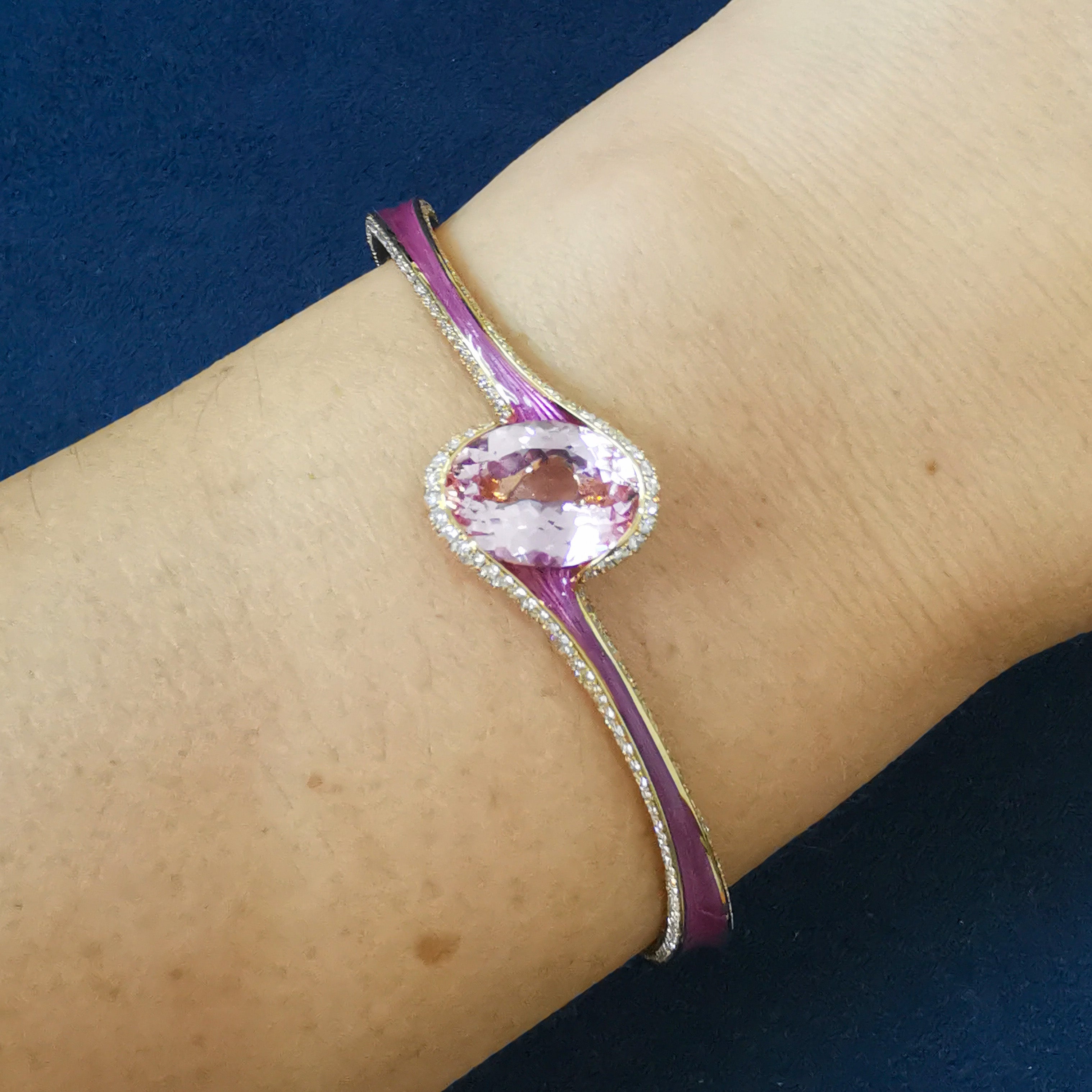 Enamel, Morganite, Diamonds 18K Yellow Gold Bracelet, Br 0123-0
