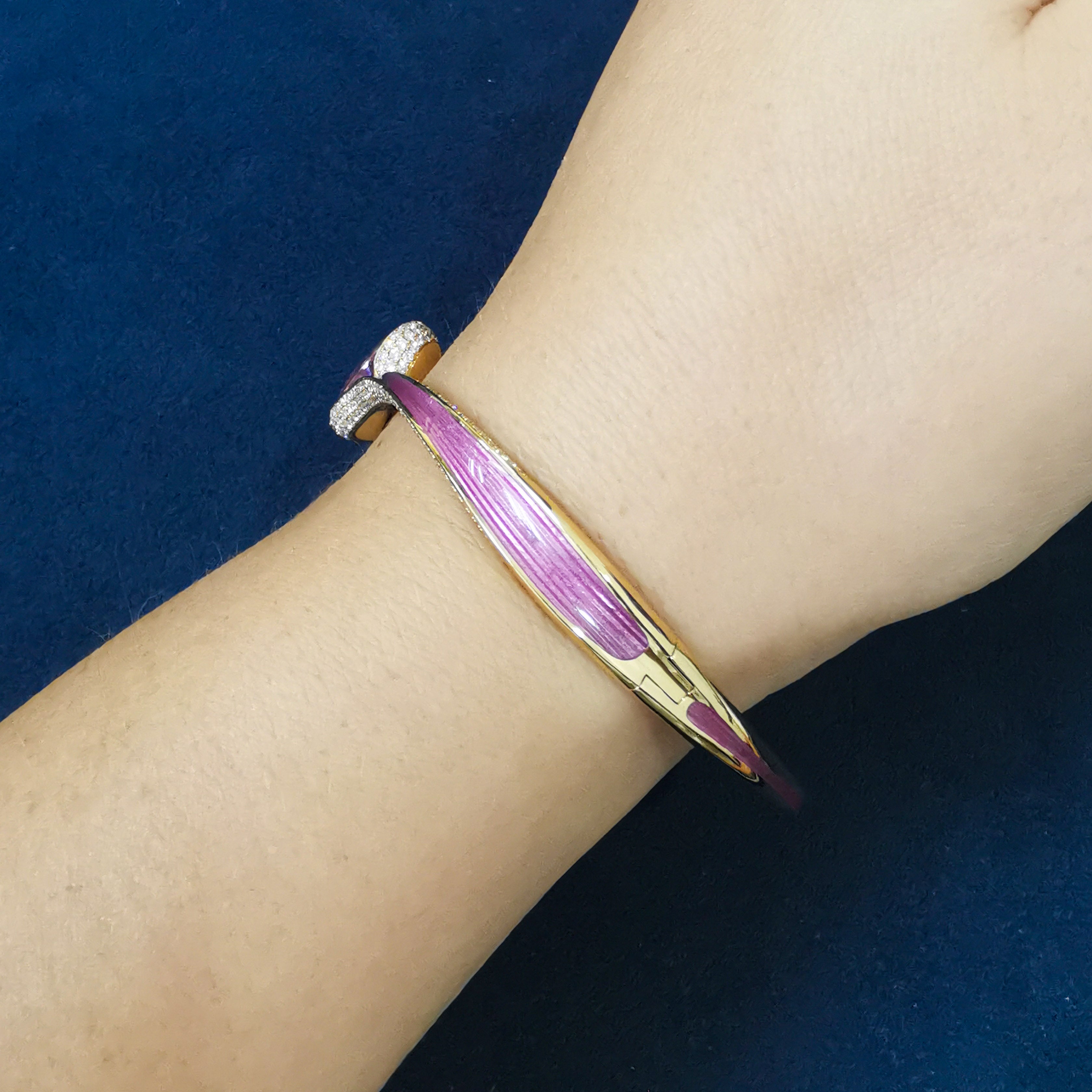 Enamel, Morganite, Diamonds 18K Yellow Gold Bracelet, Br 0123-0