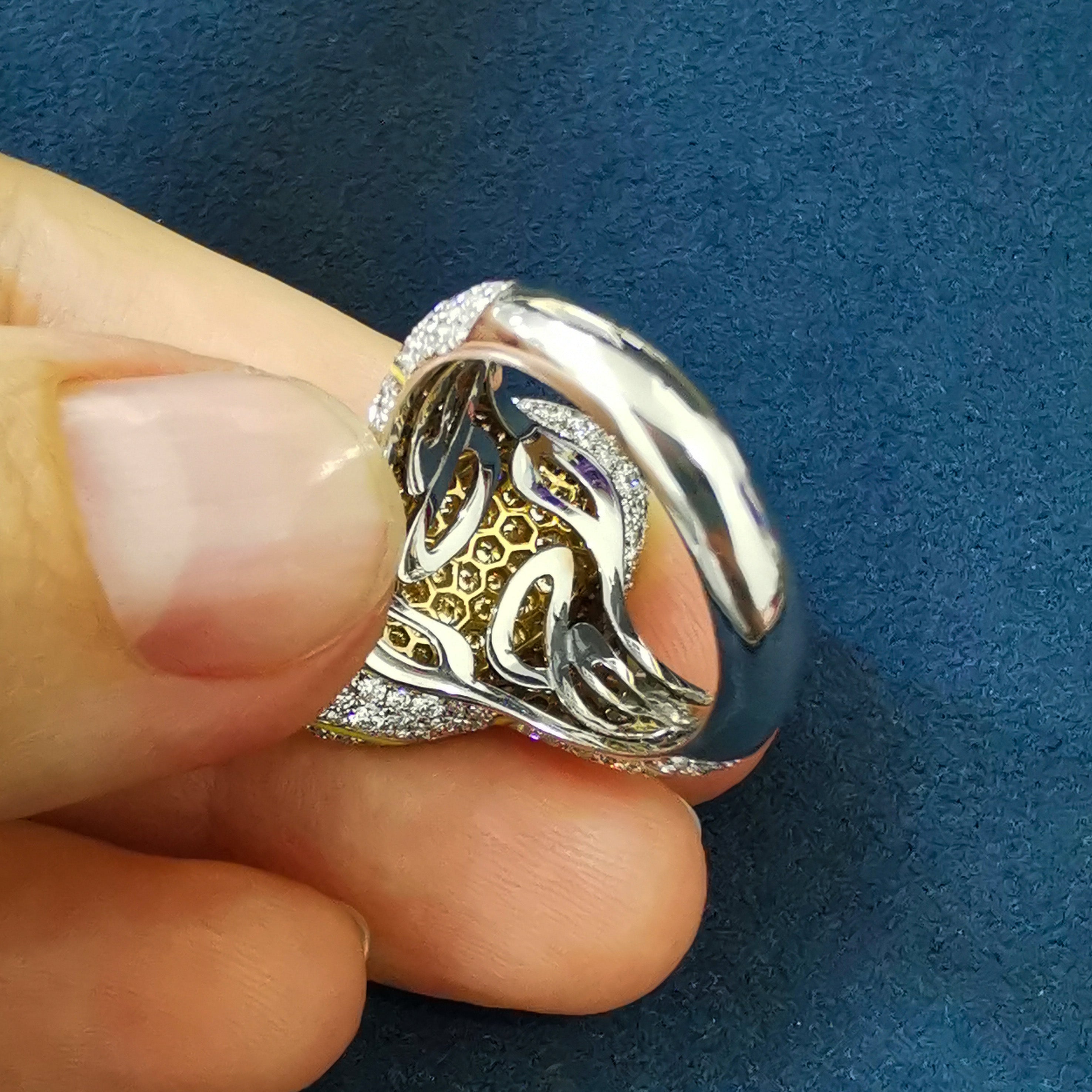 Fancy Yellow Diamonds, Diamonds, Enamel 18K White and Yellow Gold Ring, R 0262-0