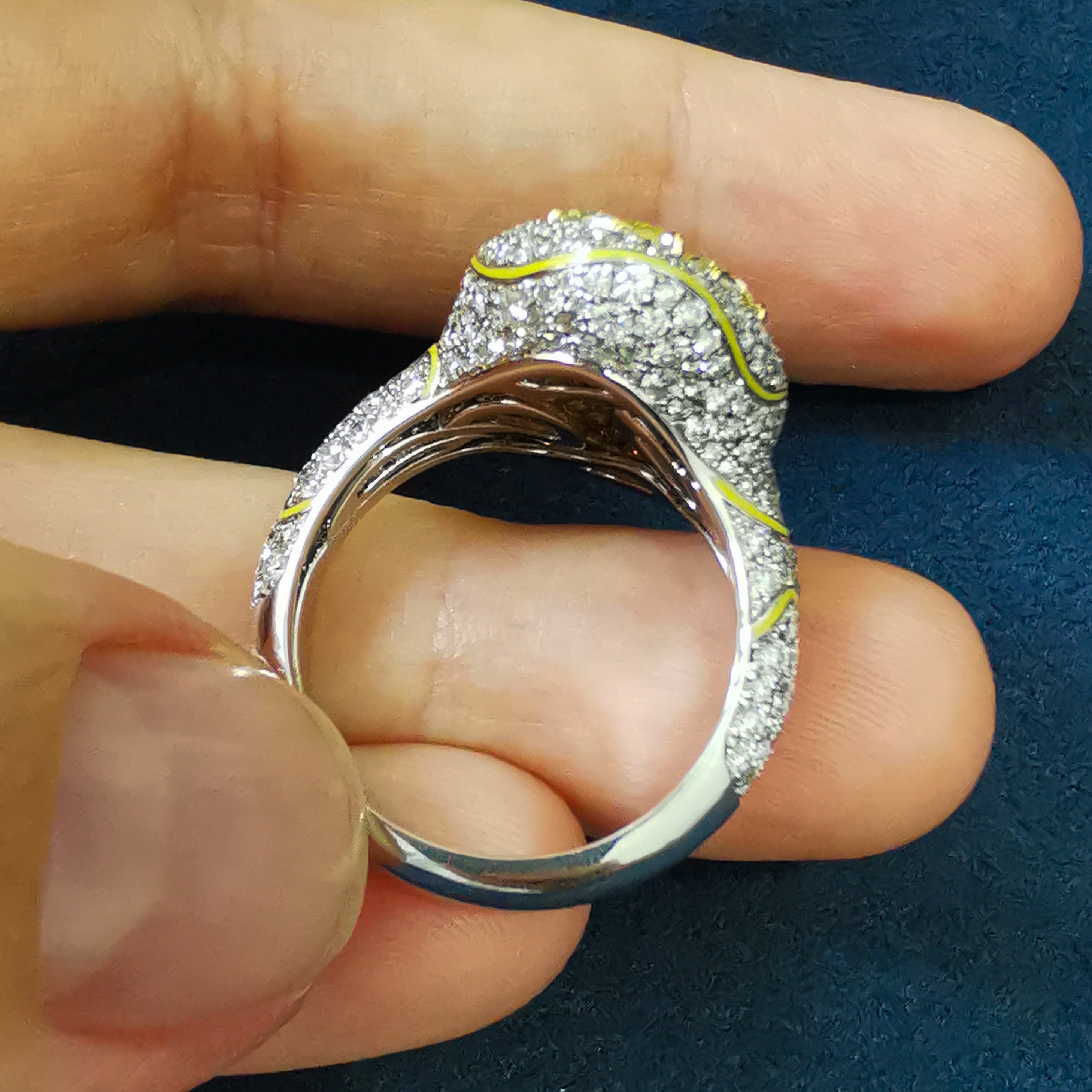 Fancy Yellow Diamonds, Diamonds, Enamel 18K White and Yellow Gold Ring, R 0262-0