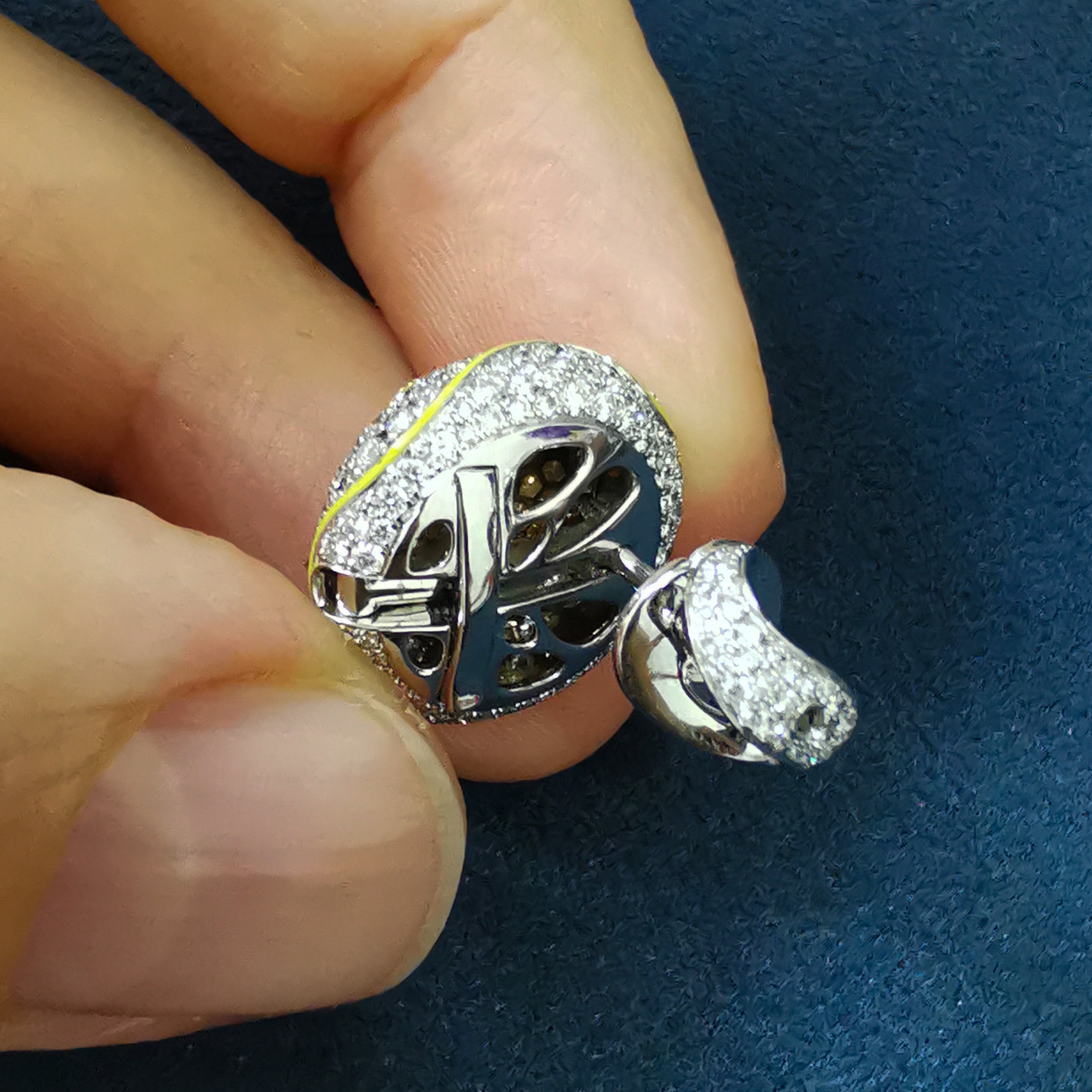 Fancy Yellow Diamonds, Diamonds 18K White and Yellow Gold, Enamel Earrings, E 0262-0