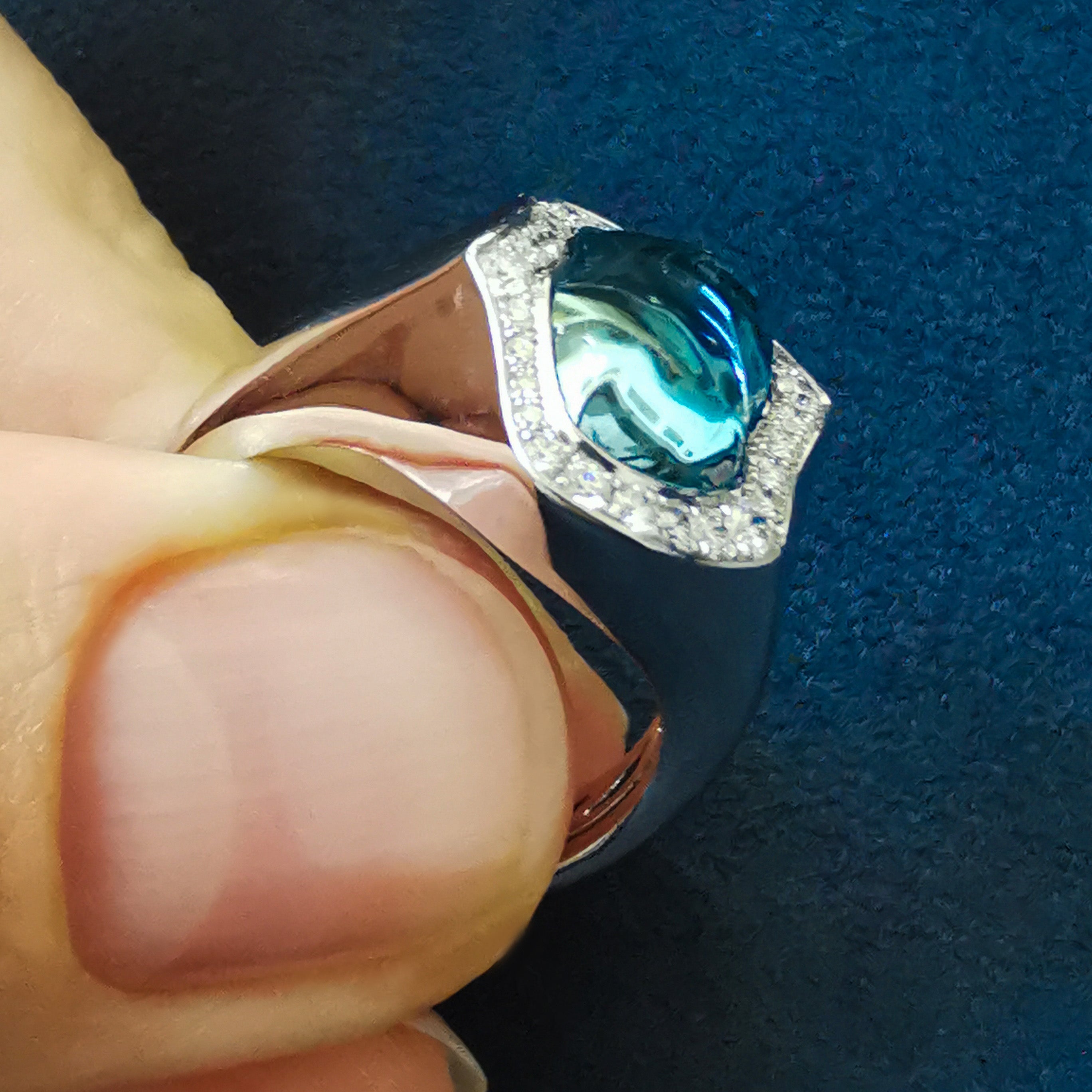 Aquamarine, Diamonds 18K White Gold Ring, R 0030-5/1