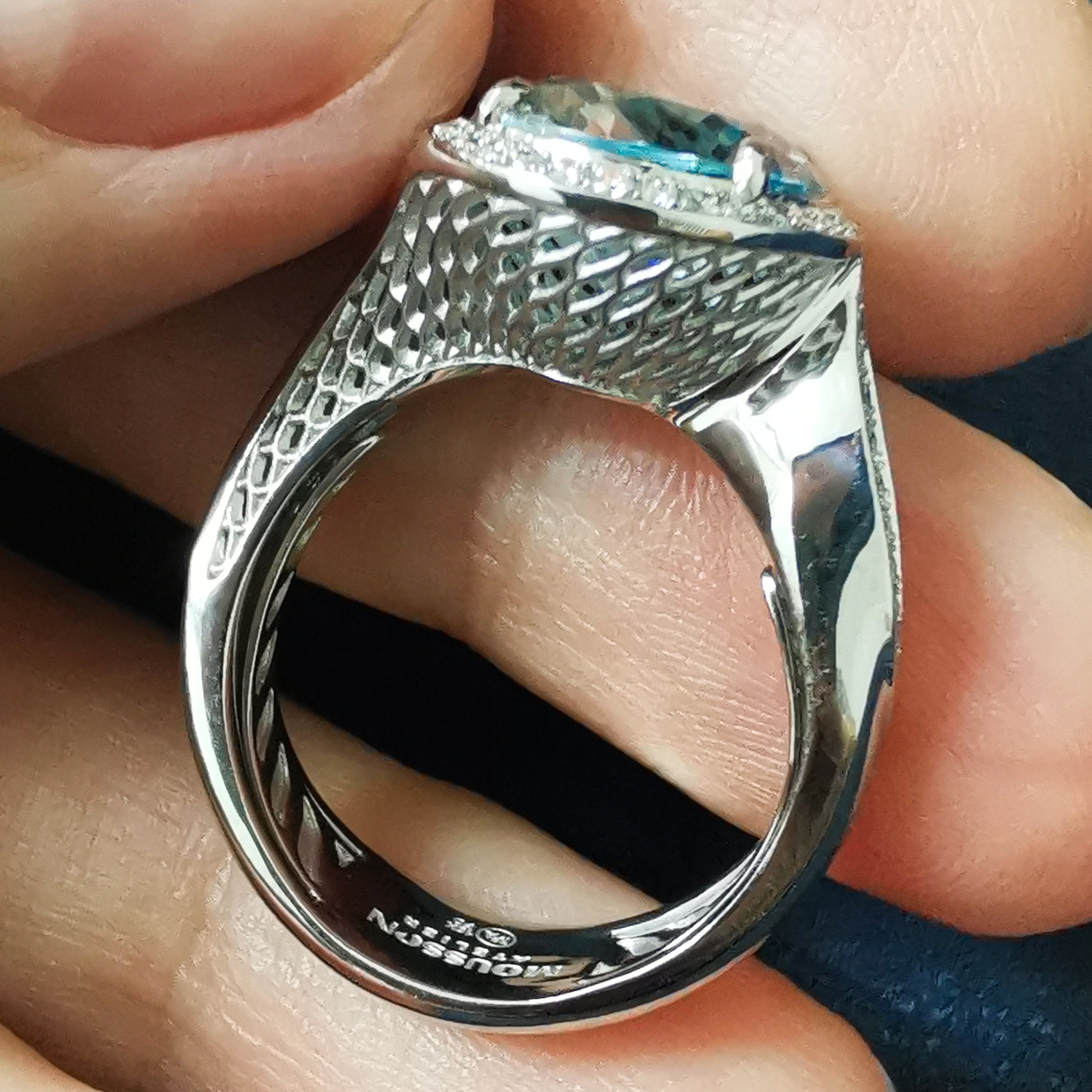 Aquamarine, Diamonds 18K White Gold Ring, R 0144-2