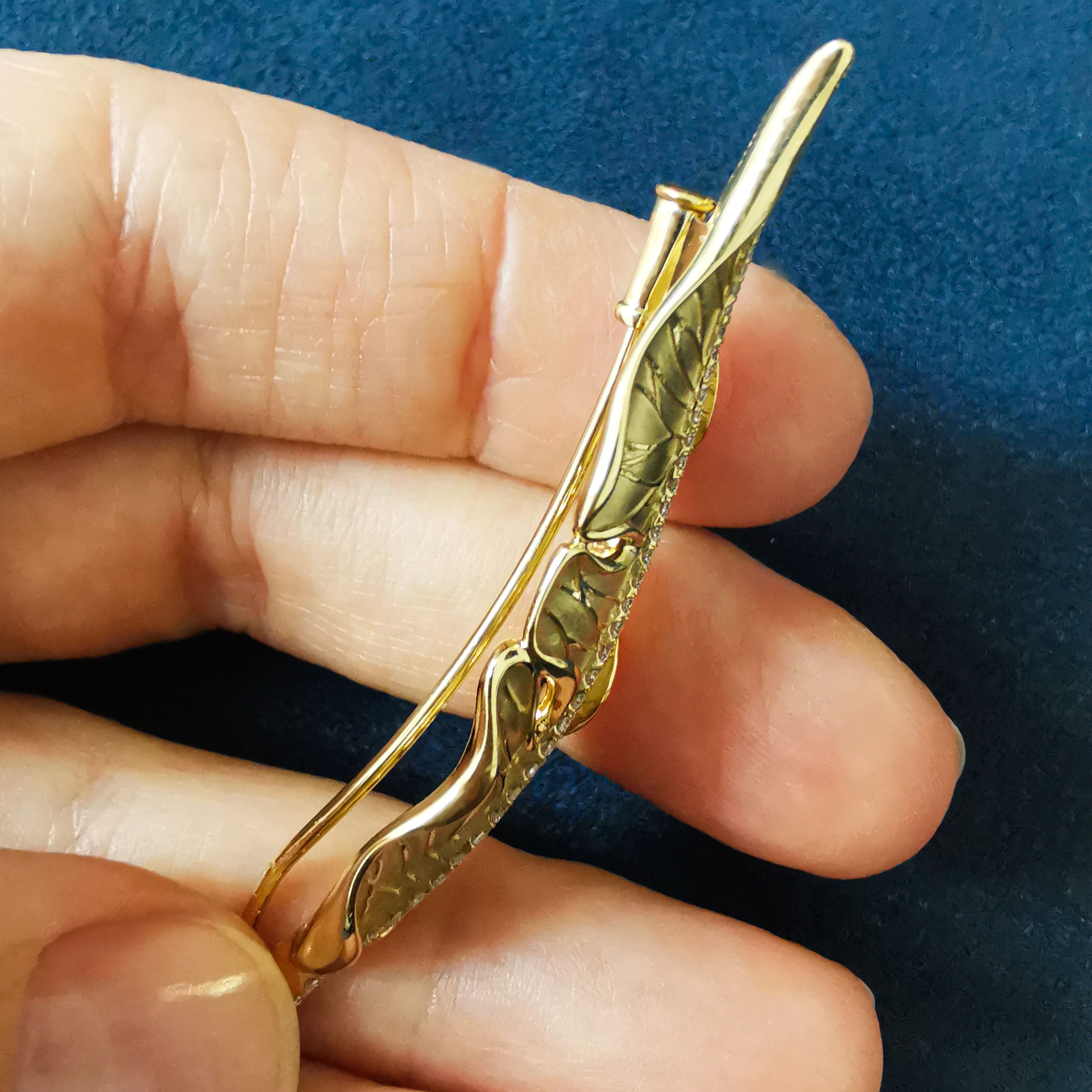 Diamonds, 18K Yellow Gold Leaf Brooch, Brs 0164-1