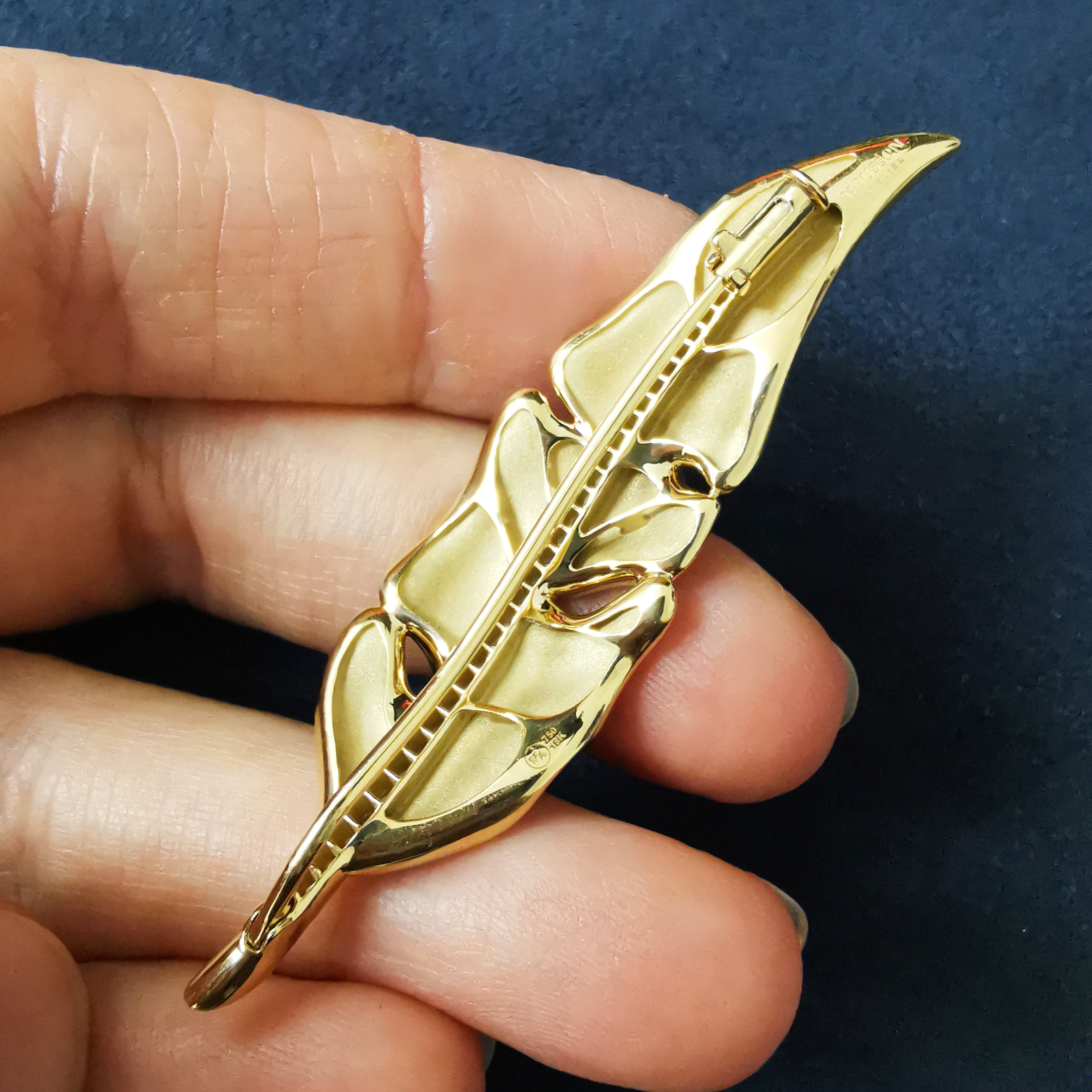 Diamonds, 18K Yellow Gold Leaf Brooch, Brs 0164-1