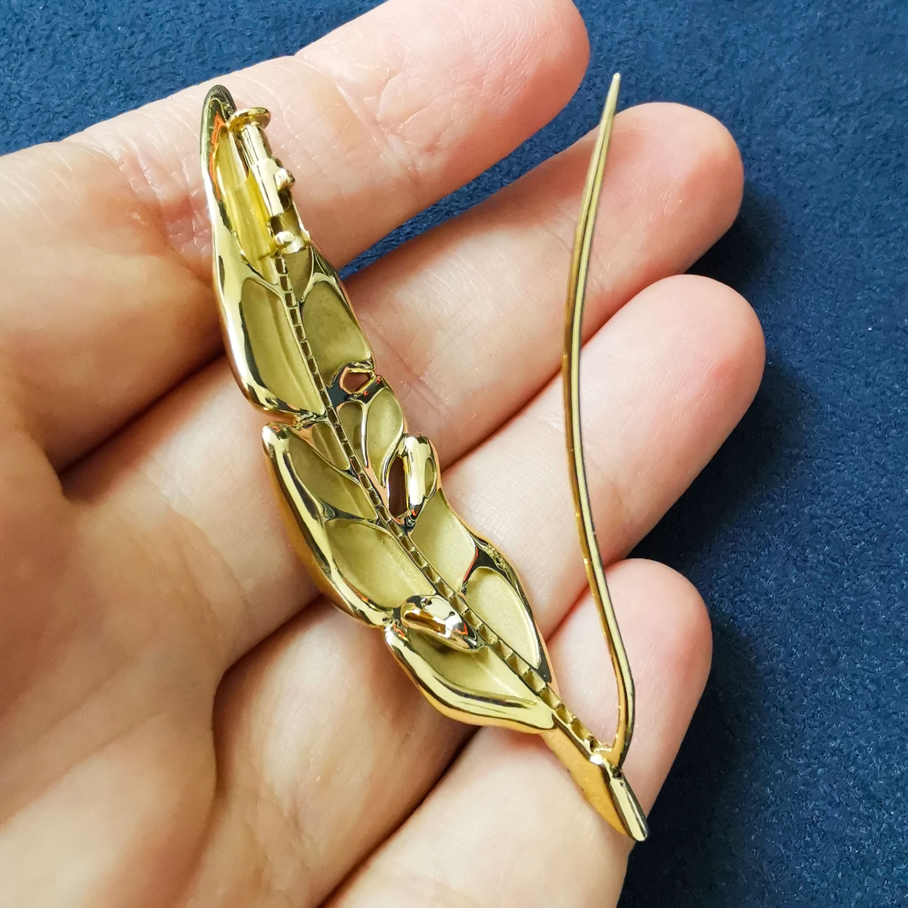 Diamonds, 18K Yellow Gold Leaf Brooch, Brs 0164-1