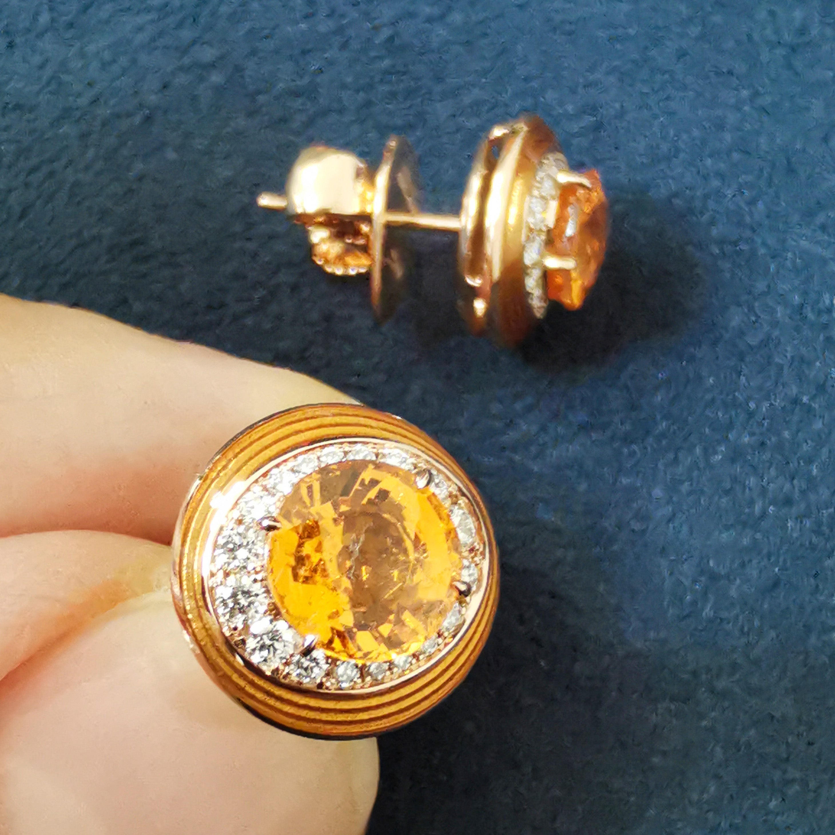 Spessartine, Diamonds 18K Rose Gold Earrings, E 0143-30