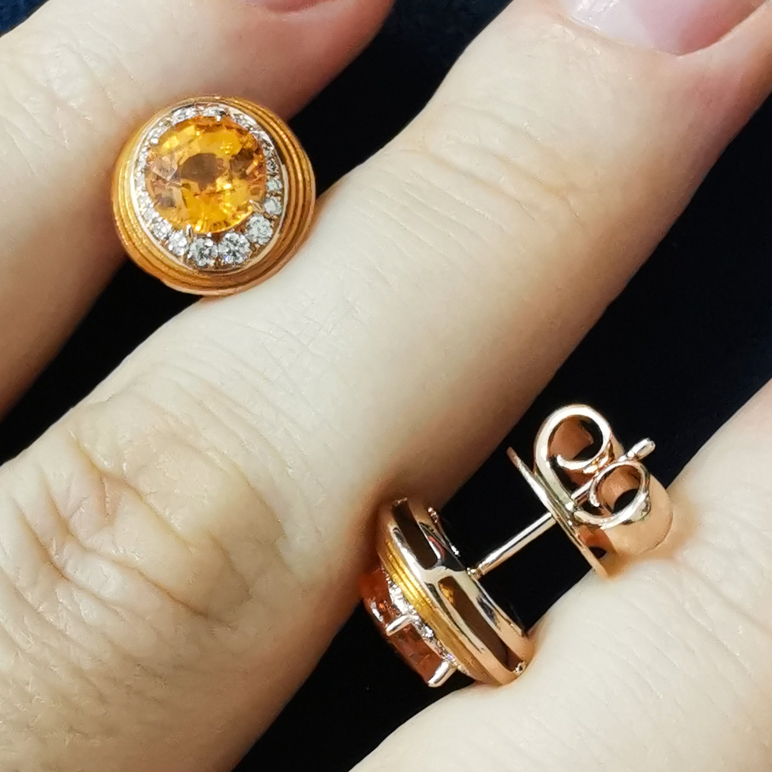Spessartine, Diamonds 18K Rose Gold Earrings, E 0143-30