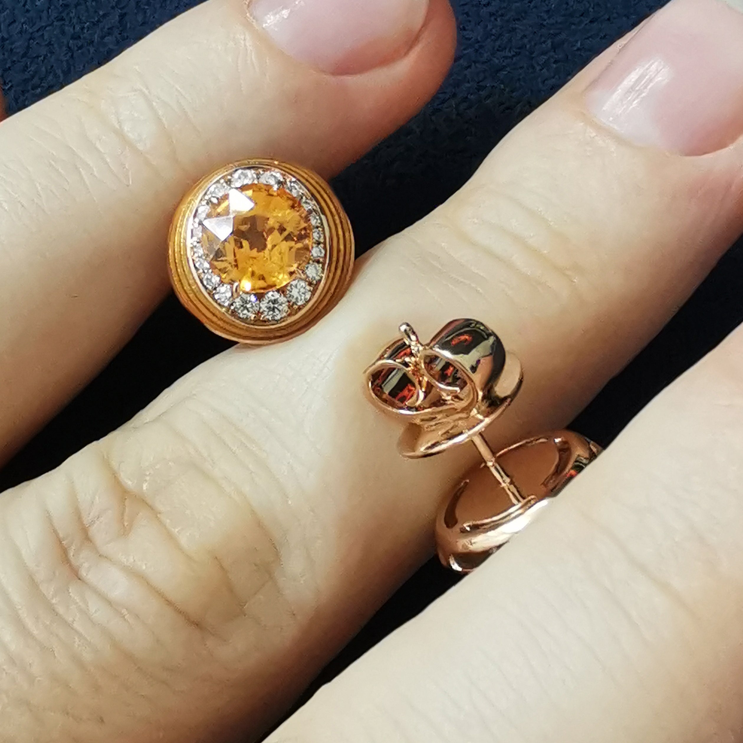 Spessartine, Diamonds 18K Rose Gold Earrings, E 0143-30