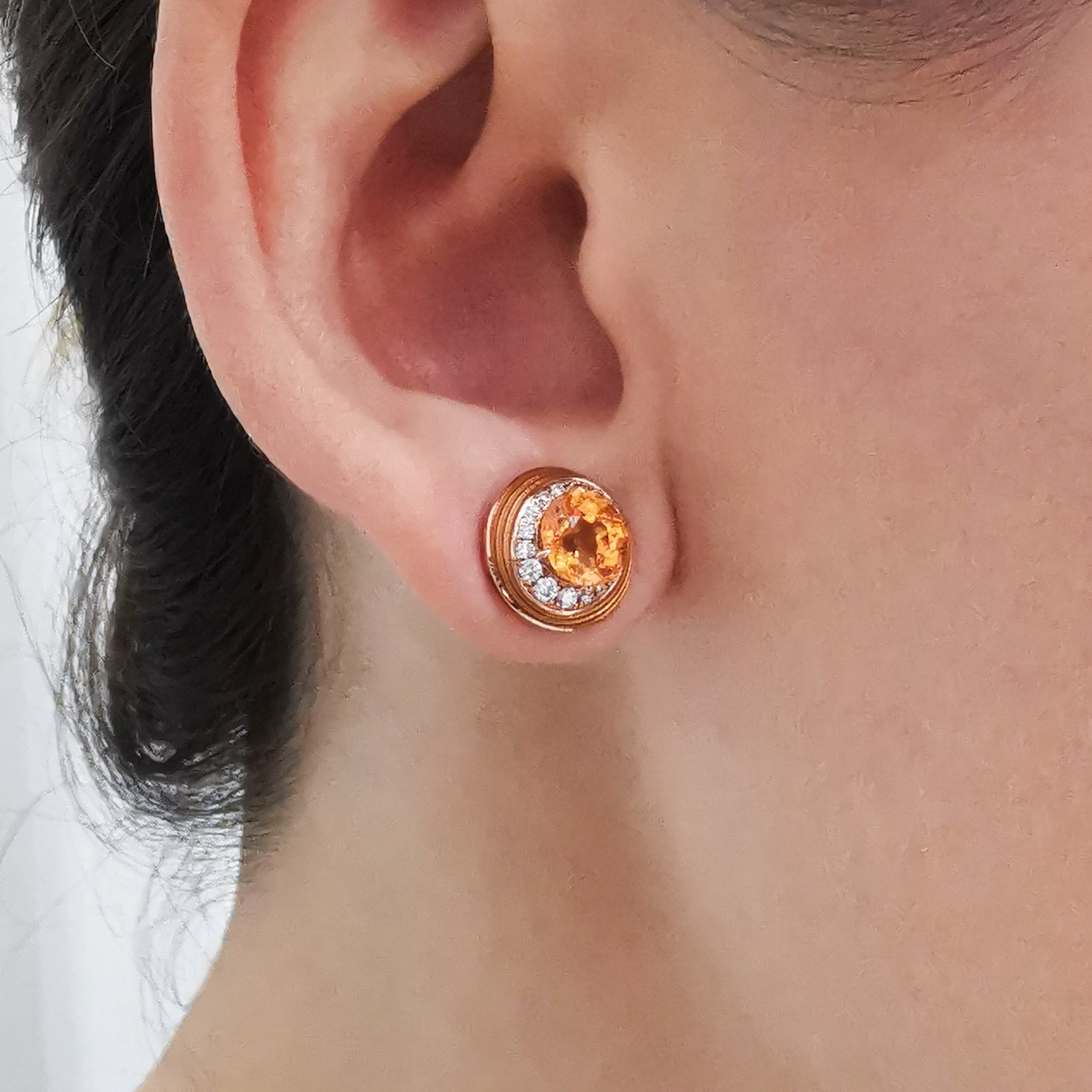 Spessartine, Diamonds 18K Rose Gold Earrings, E 0143-30