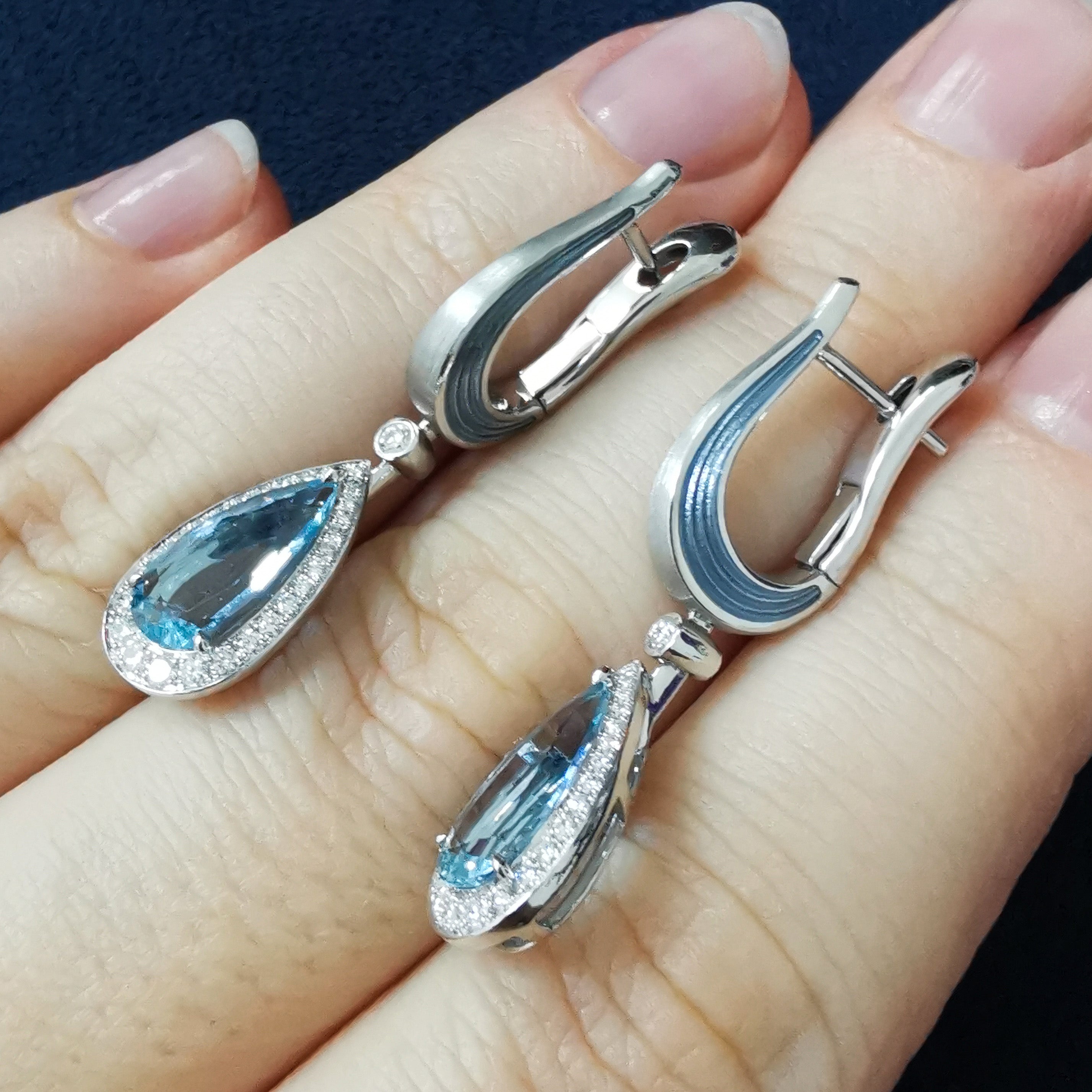Aquamarine, Diamonds 18K White Gold Earrings, E 0143-20