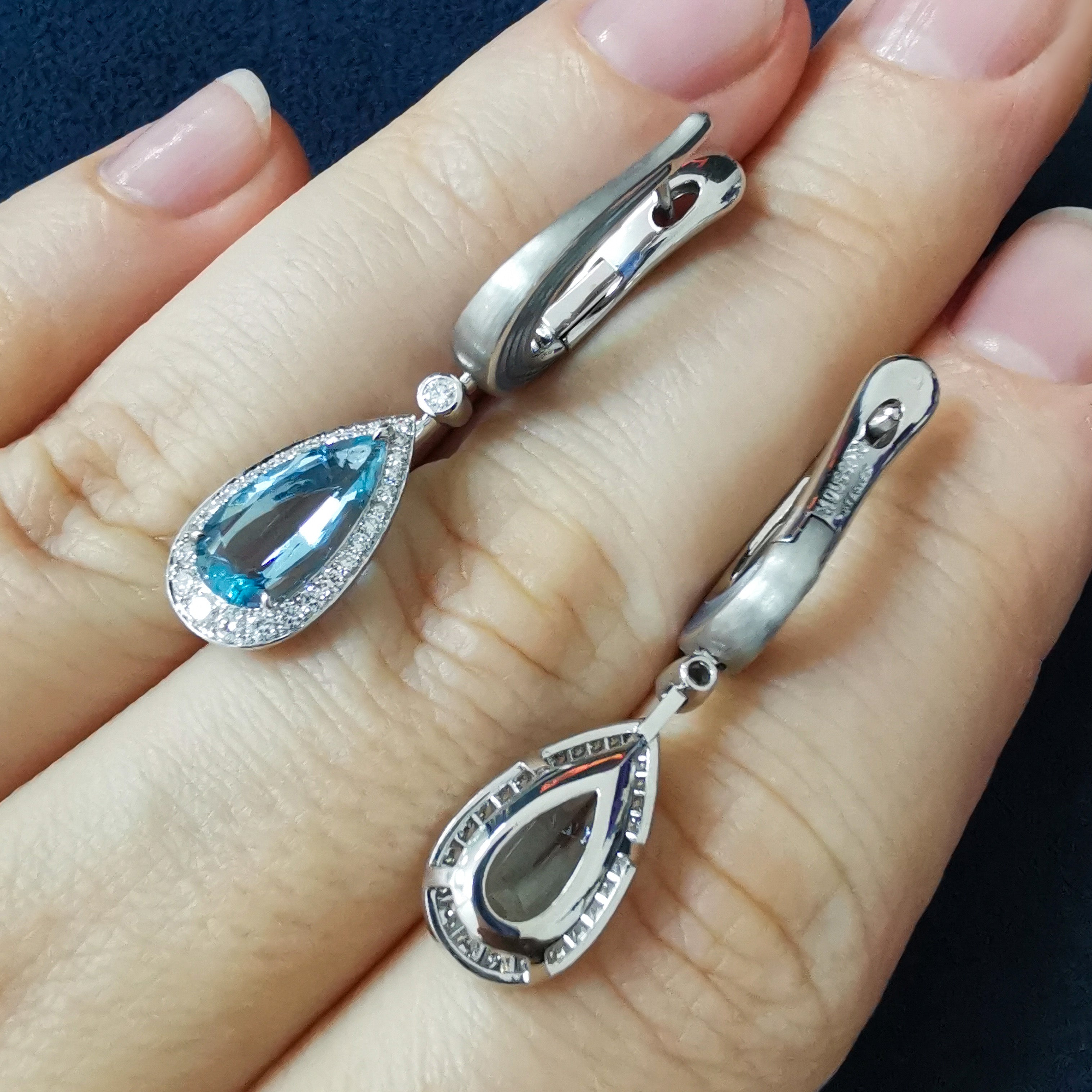 Aquamarine, Diamonds 18K White Gold Earrings, E 0143-20