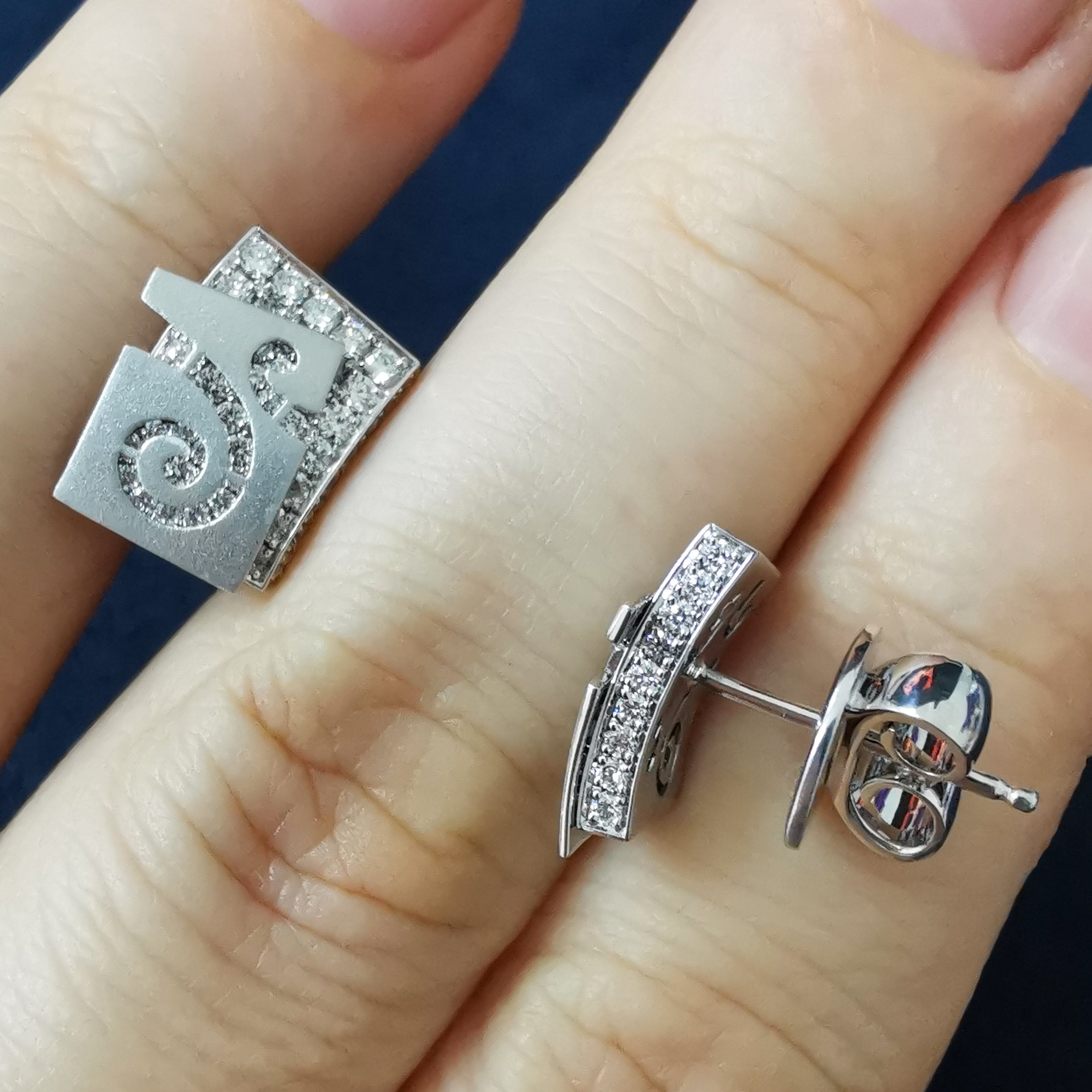Diamonds 18K White Gold Earrings, E 0003-4