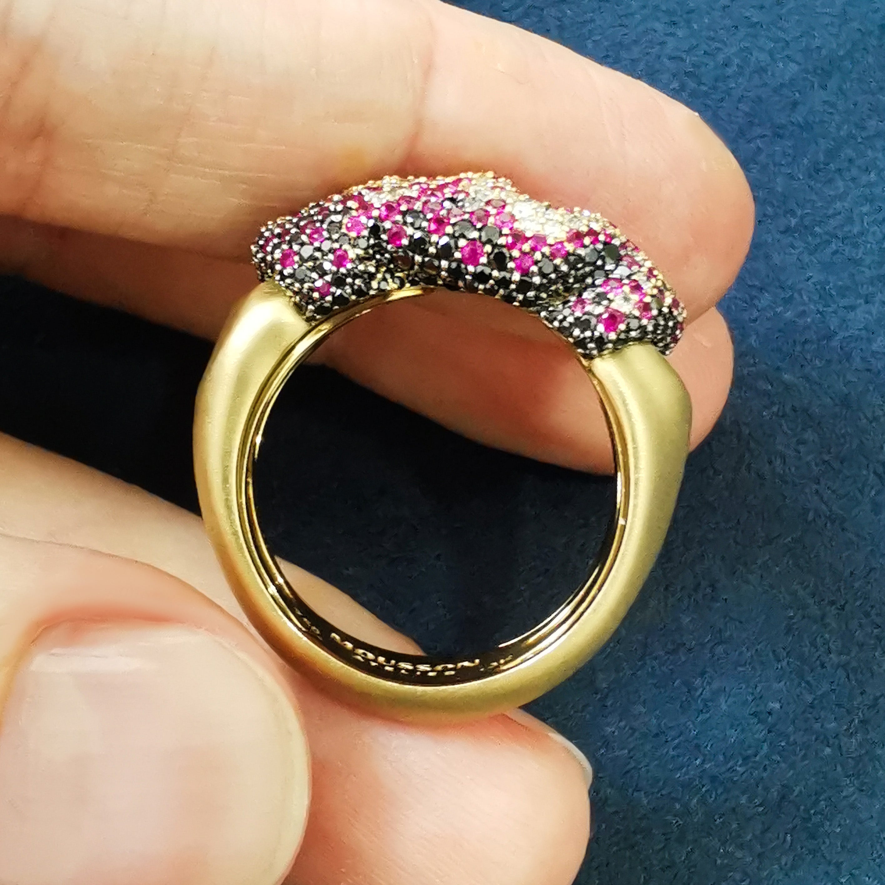 Ruby, Champagne and Black Diamonds 18K Yellow Gold Ring, R 0132-3