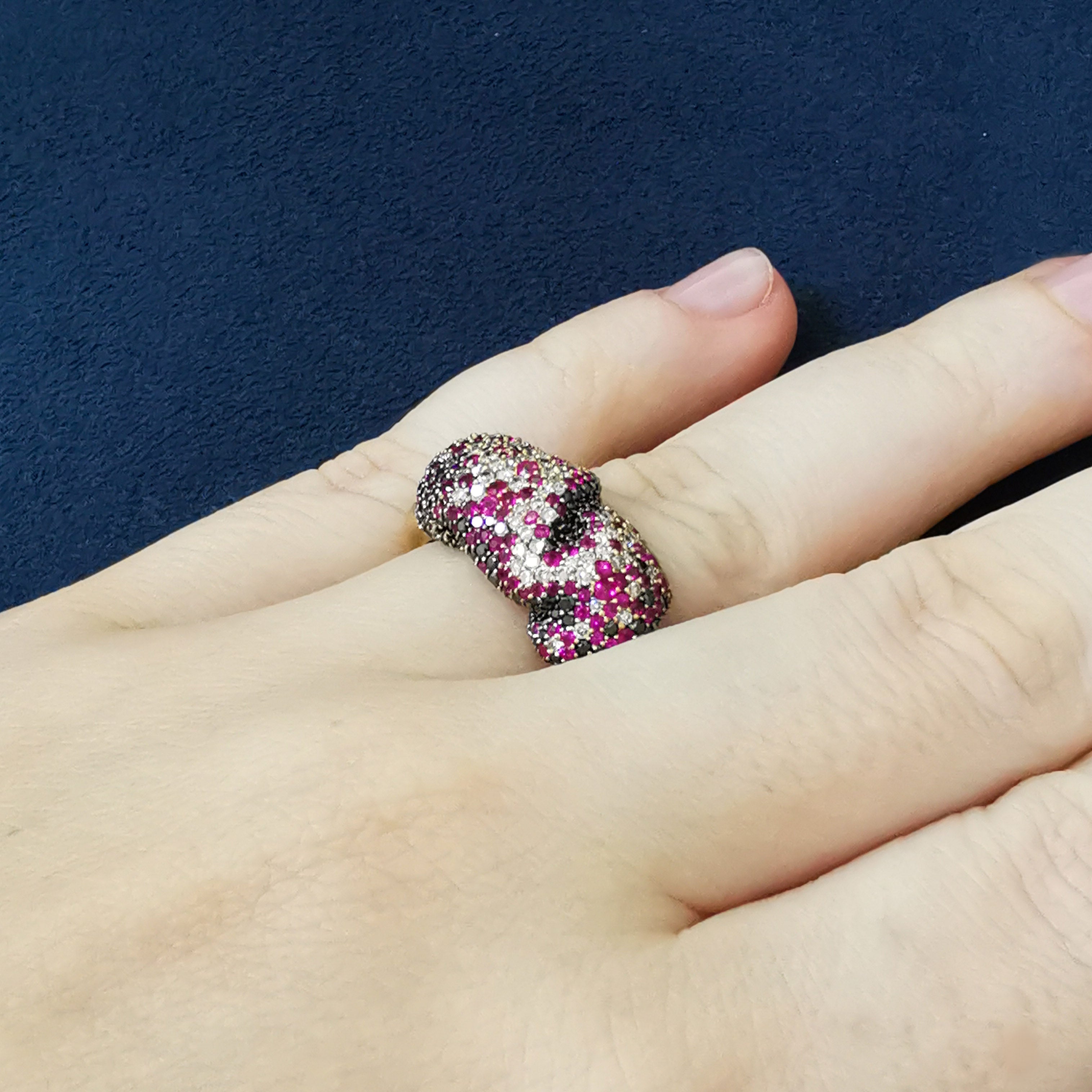 Ruby, Champagne and Black Diamonds 18K Yellow Gold Ring, R 0132-3