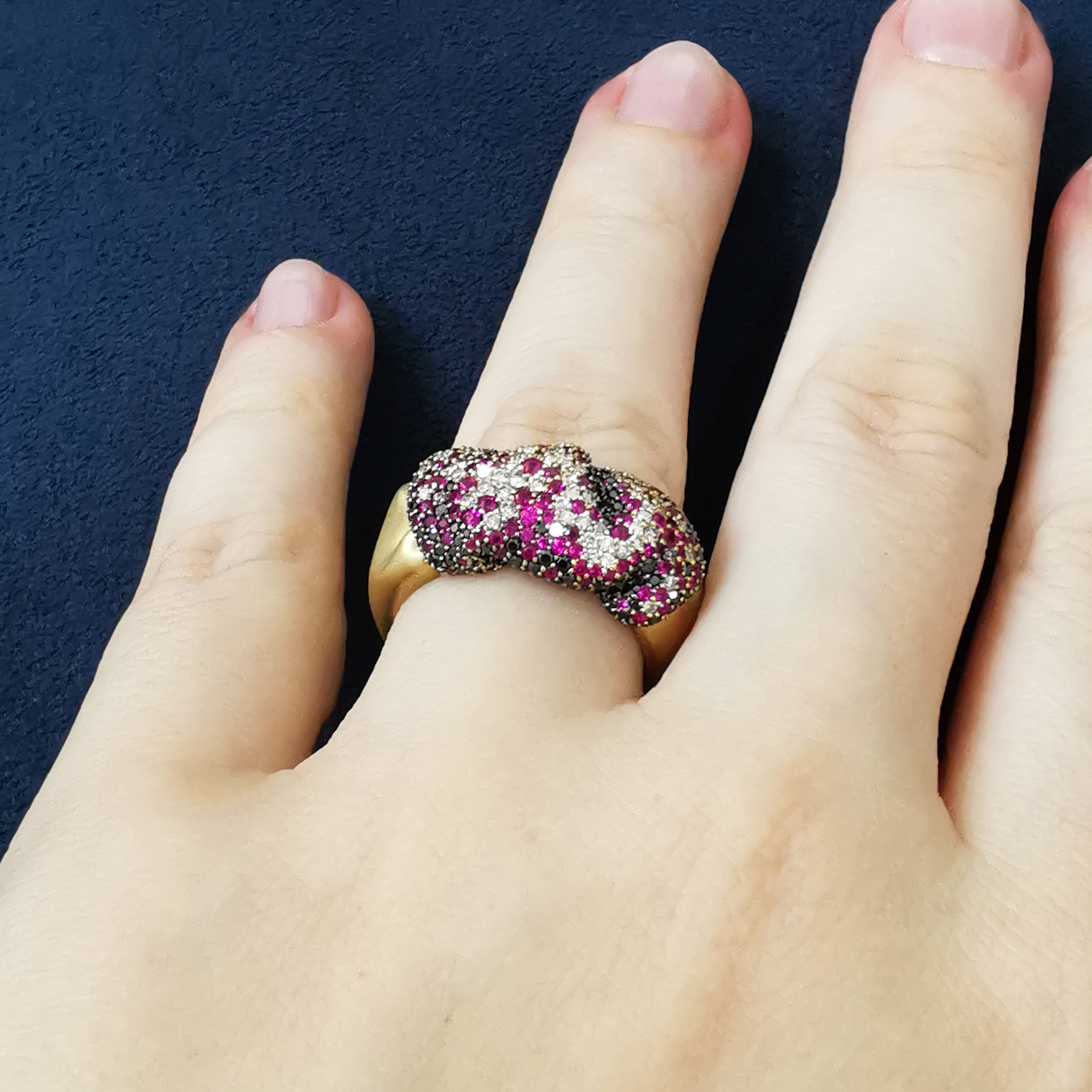 Ruby, Champagne and Black Diamonds 18K Yellow Gold Ring, R 0132-3