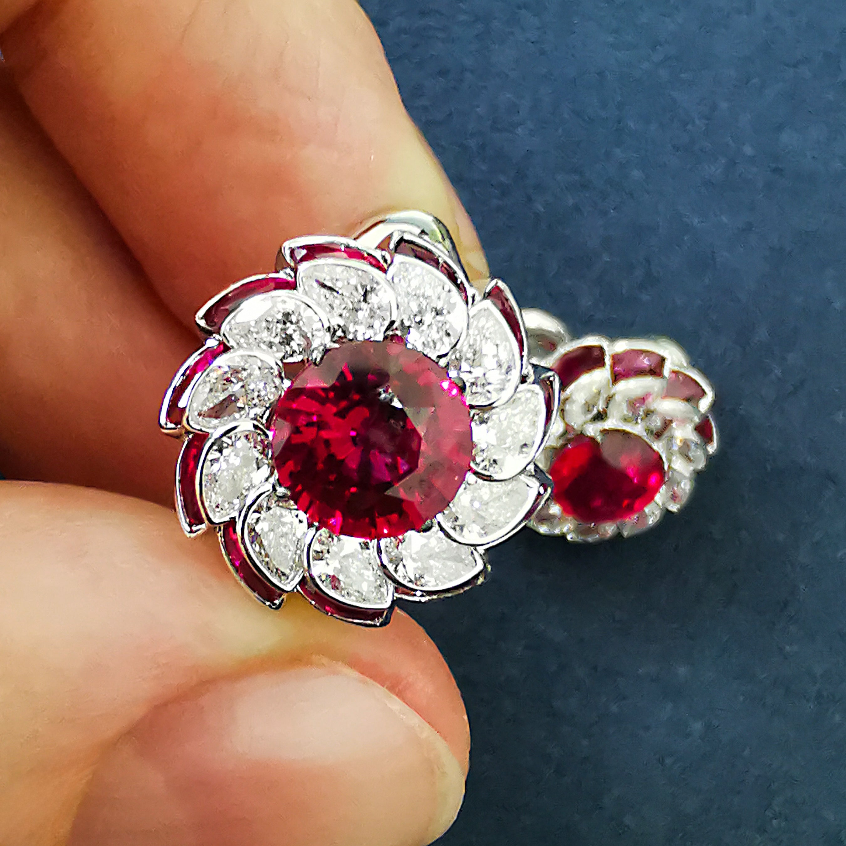 Ruby, Diamonds 18K White Gold Earrings, E 0119-0
