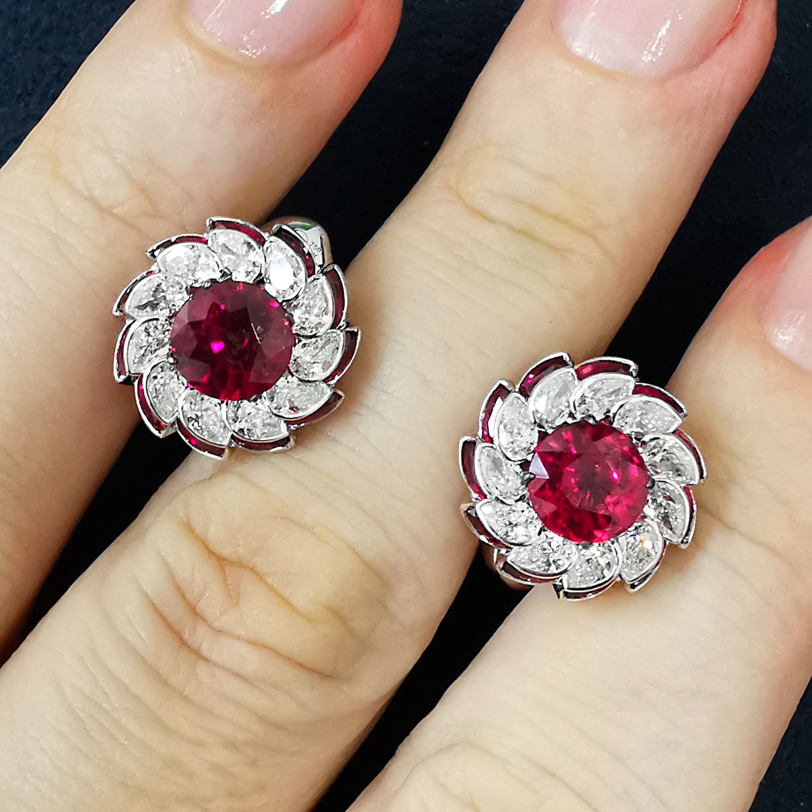 Ruby, Diamonds 18K White Gold Earrings, E 0119-0