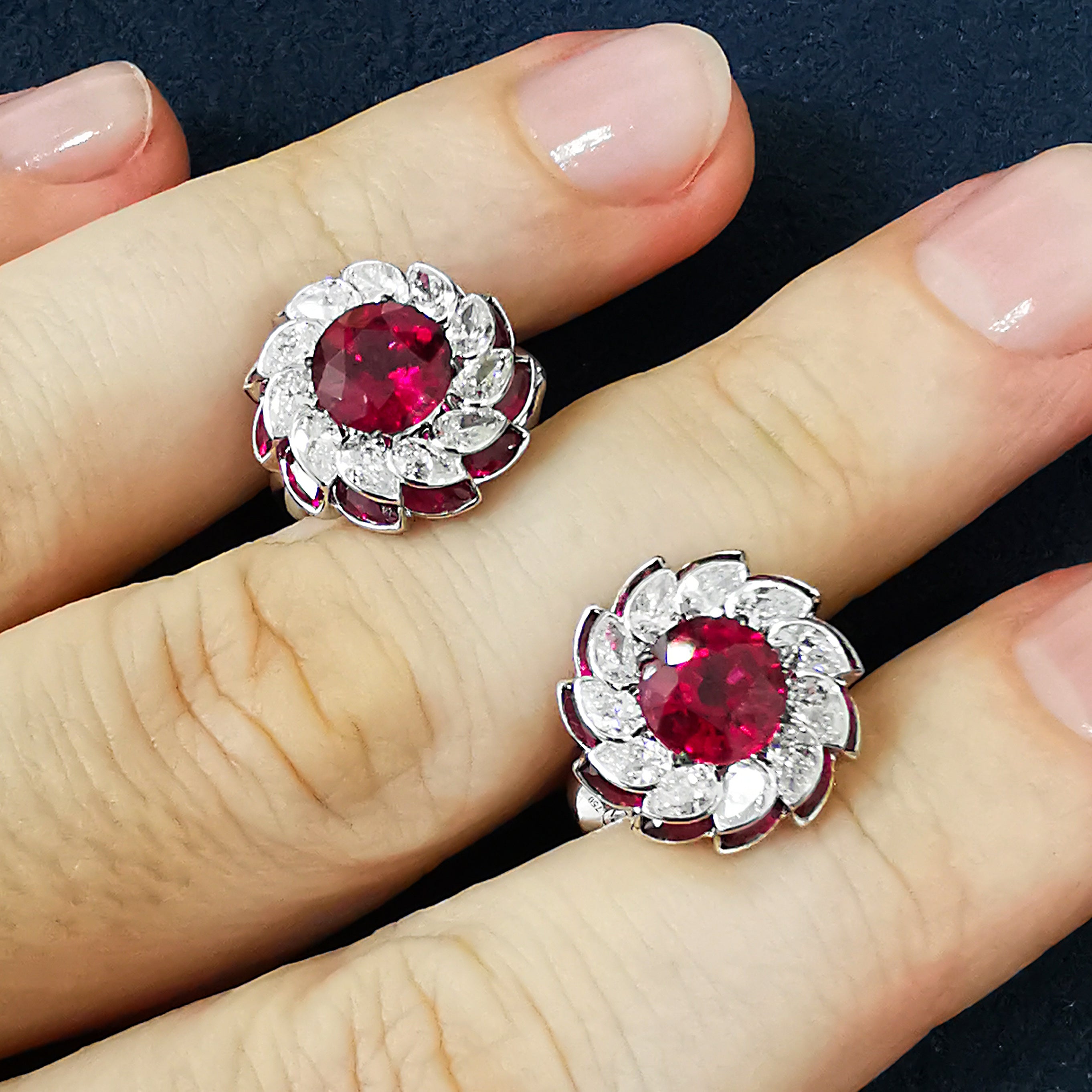 Ruby, Diamonds 18K White Gold Earrings, E 0119-0