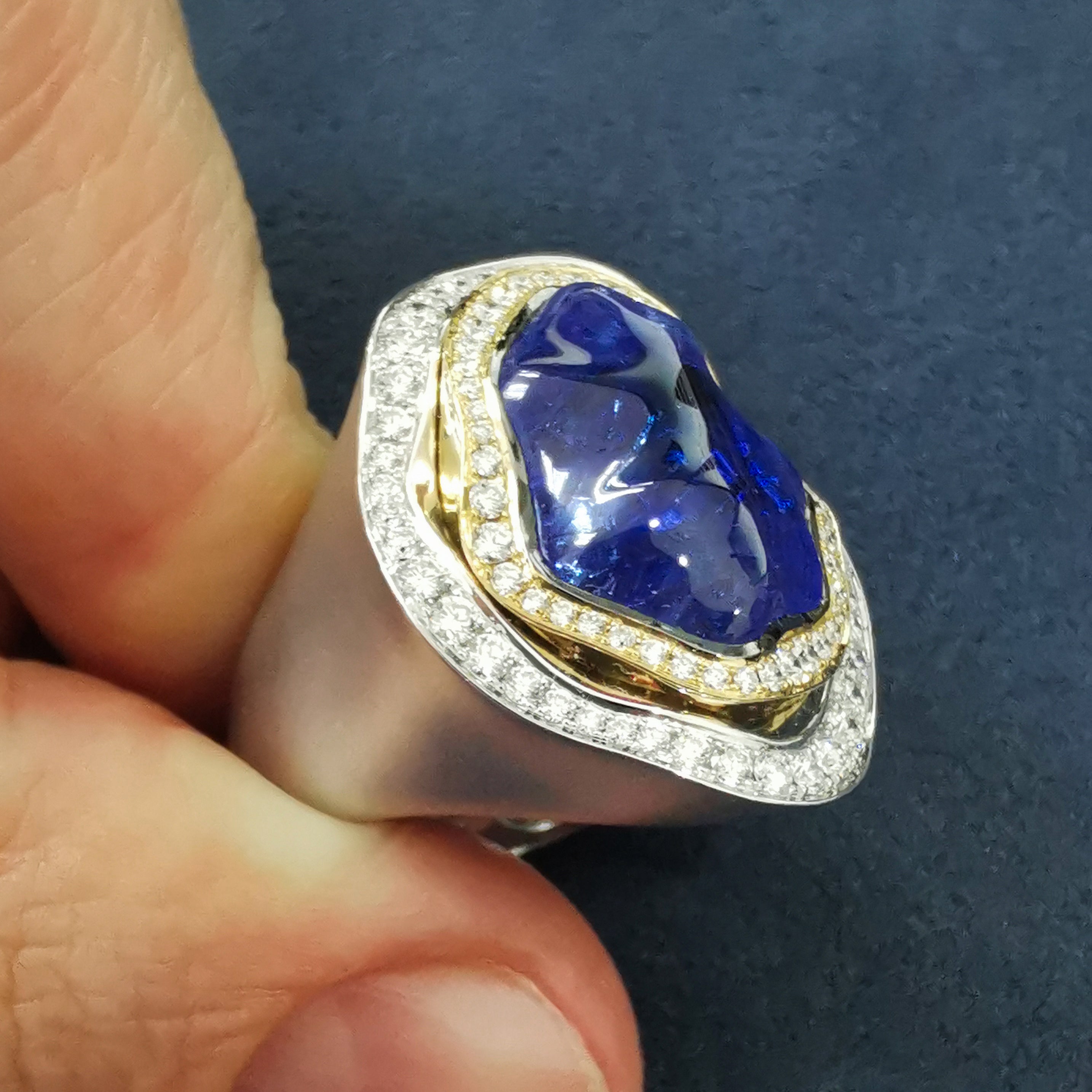 Tanzanite, Diamonds 18K White and Yellow Gold Ring, R 0030-21/1