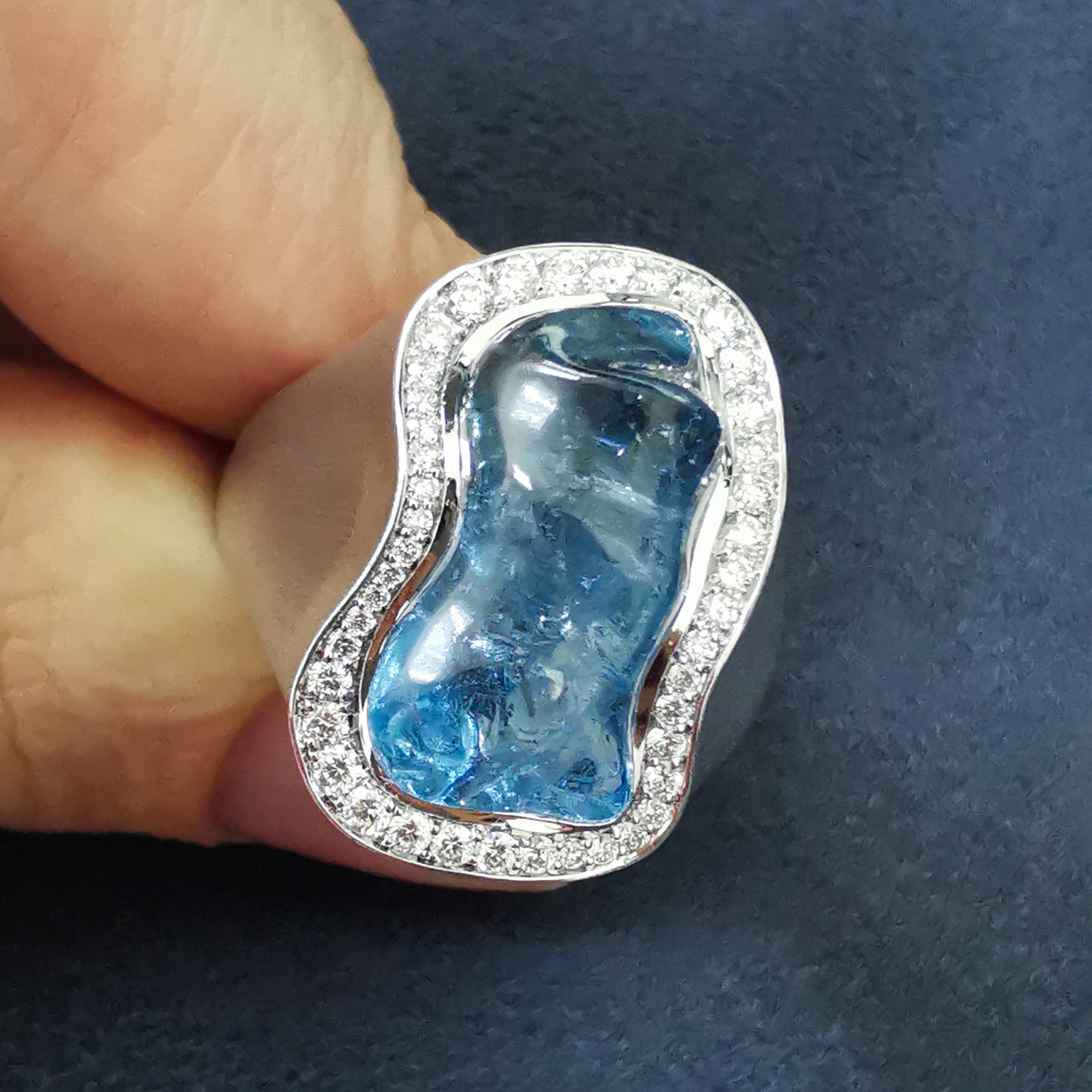 Aquamarine, Diamonds 18K White Gold Ring, R 0030-25/1