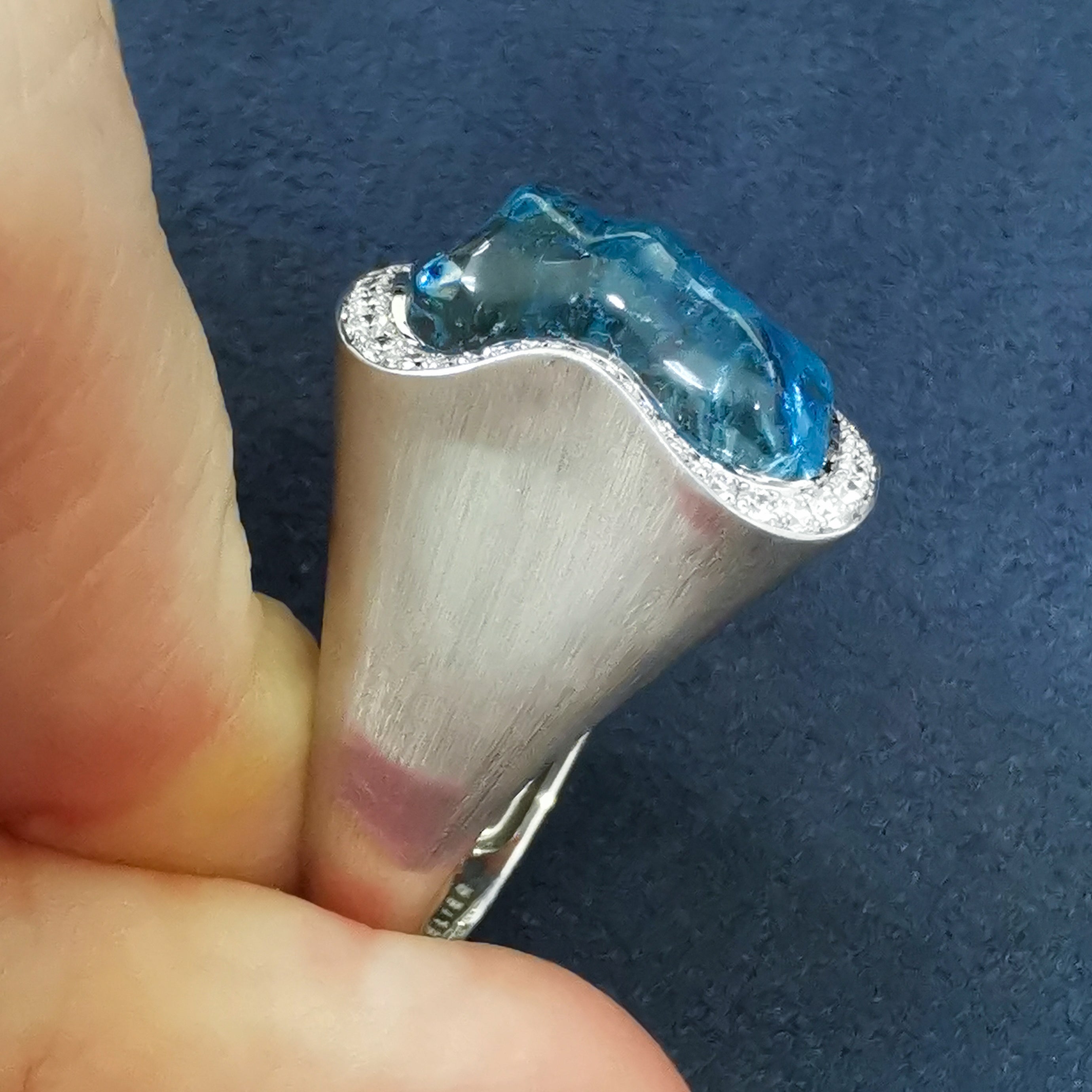 Aquamarine, Diamonds 18K White Gold Ring, R 0030-25/1