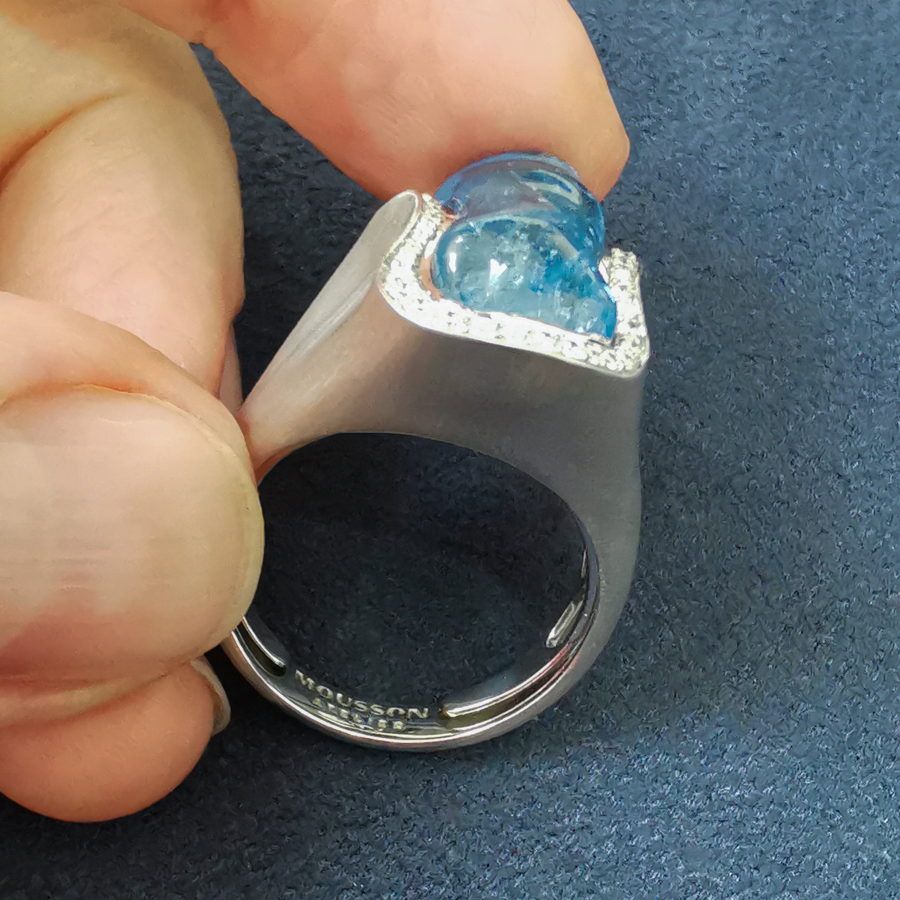 Aquamarine, Diamonds 18K White Gold Ring, R 0030-25/1