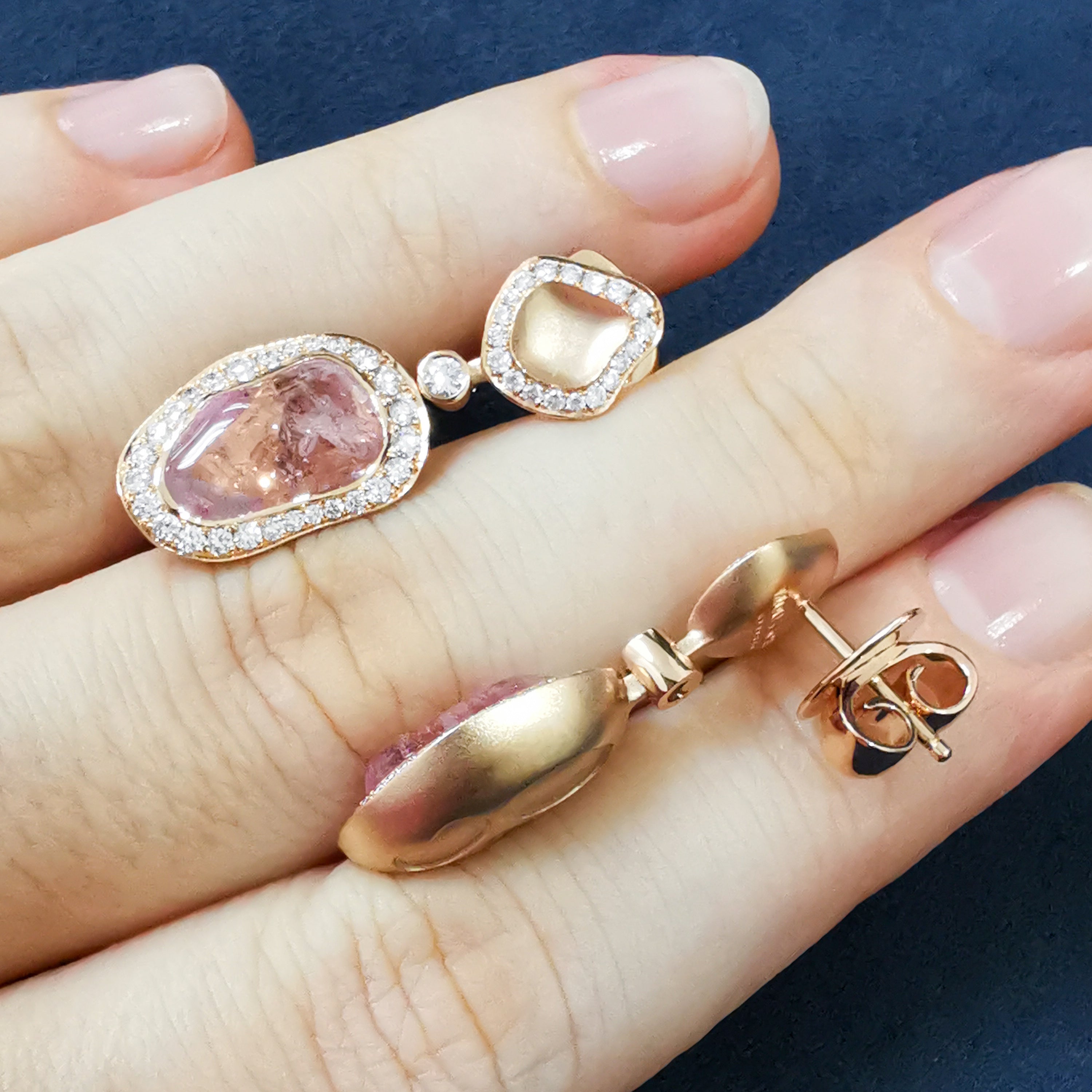 Morganite, Diamonds 18K Rose Gold, Earrings, E 0030-36/1