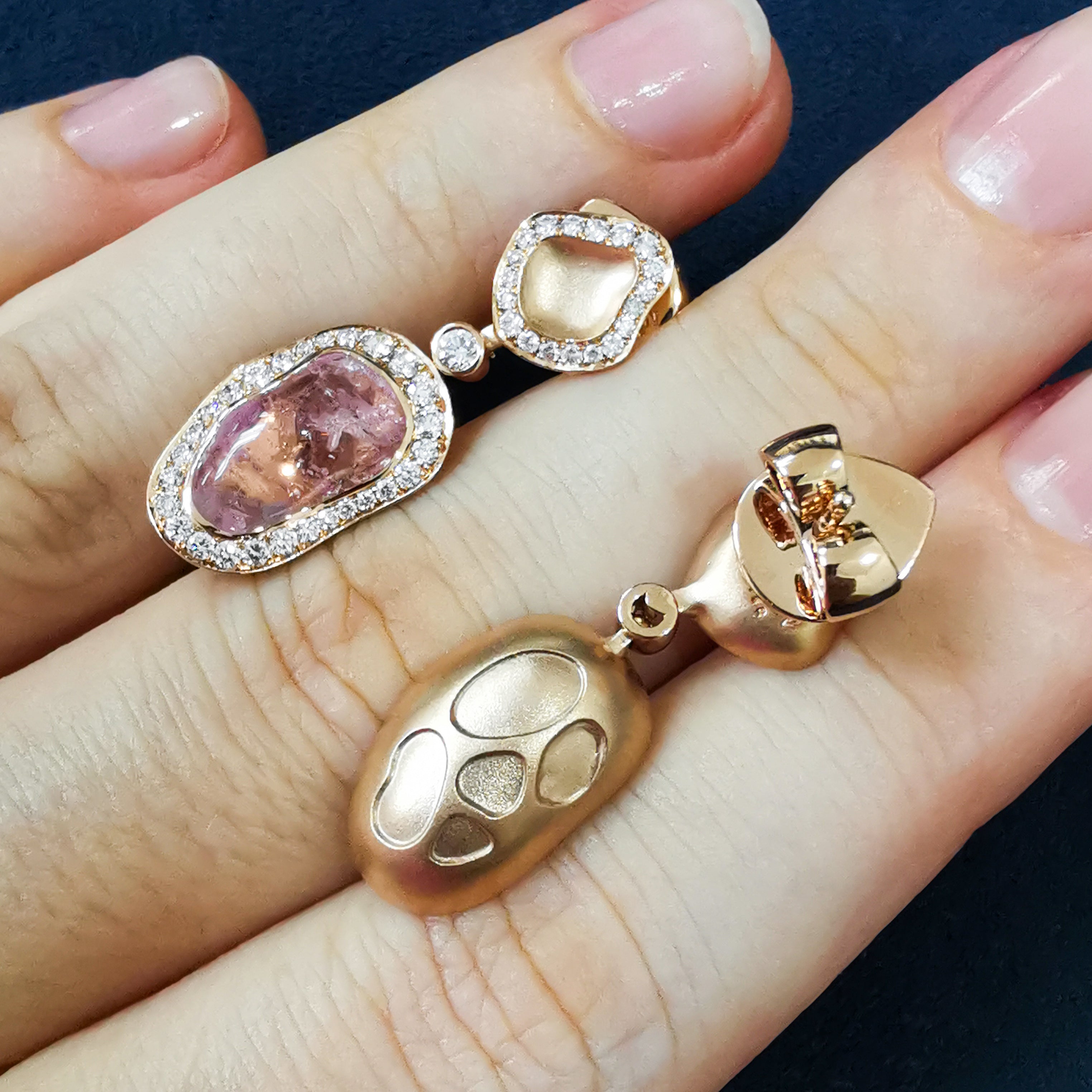 Morganite, Diamonds 18K Rose Gold, Earrings, E 0030-36/1