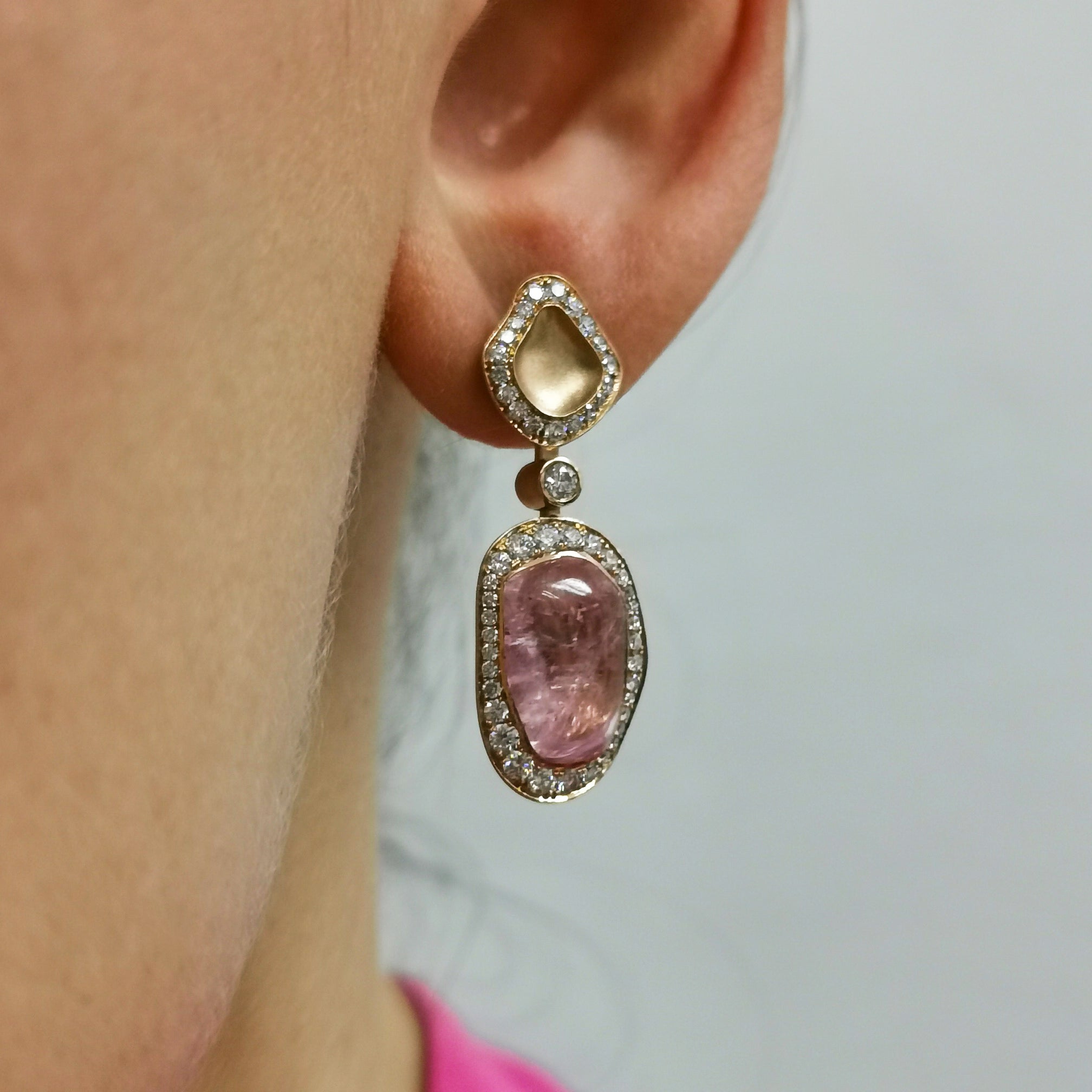Morganite, Diamonds 18K Rose Gold, Earrings, E 0030-36/1