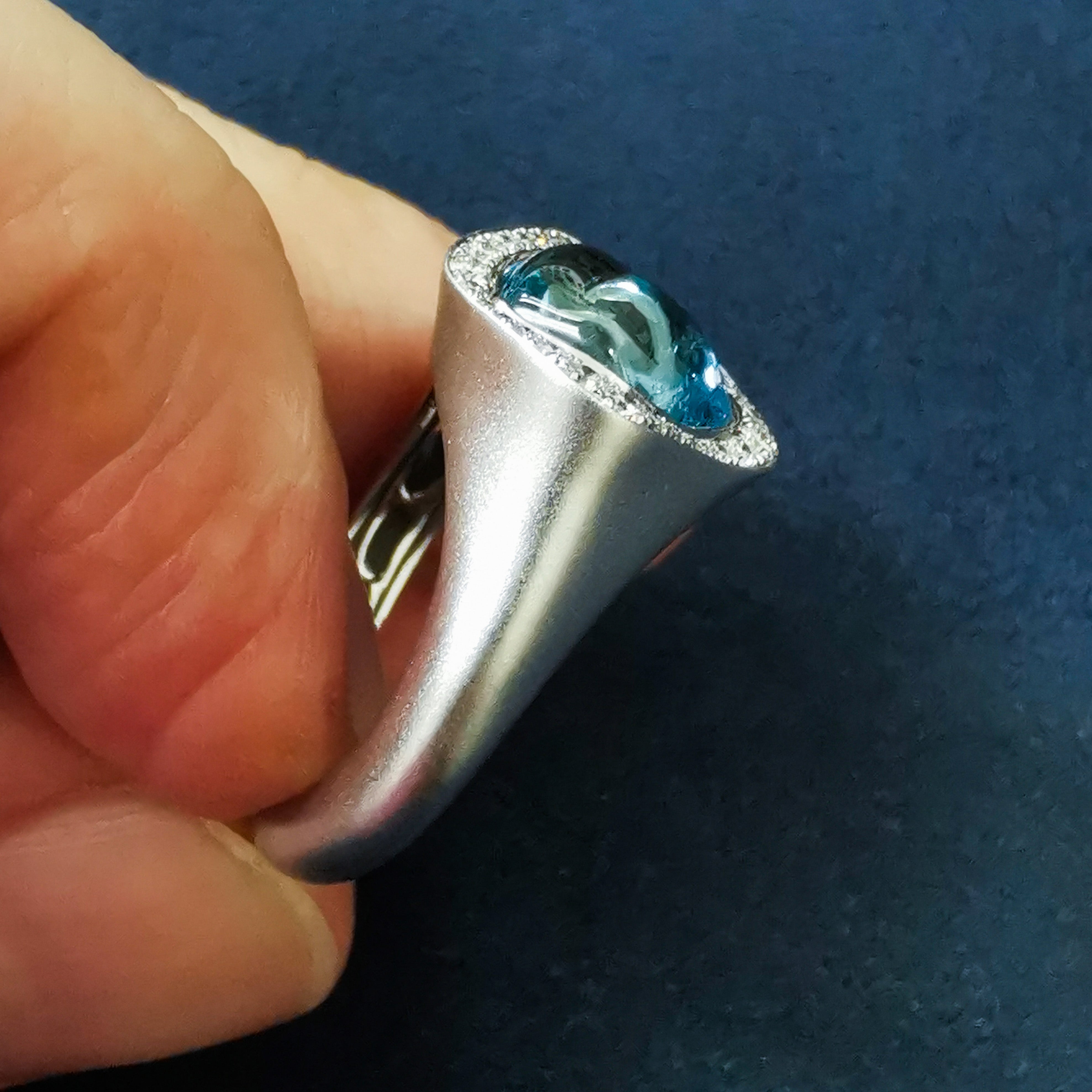 Aquamarine, Diamonds 18K White Gold Ring, R 0030-7/1