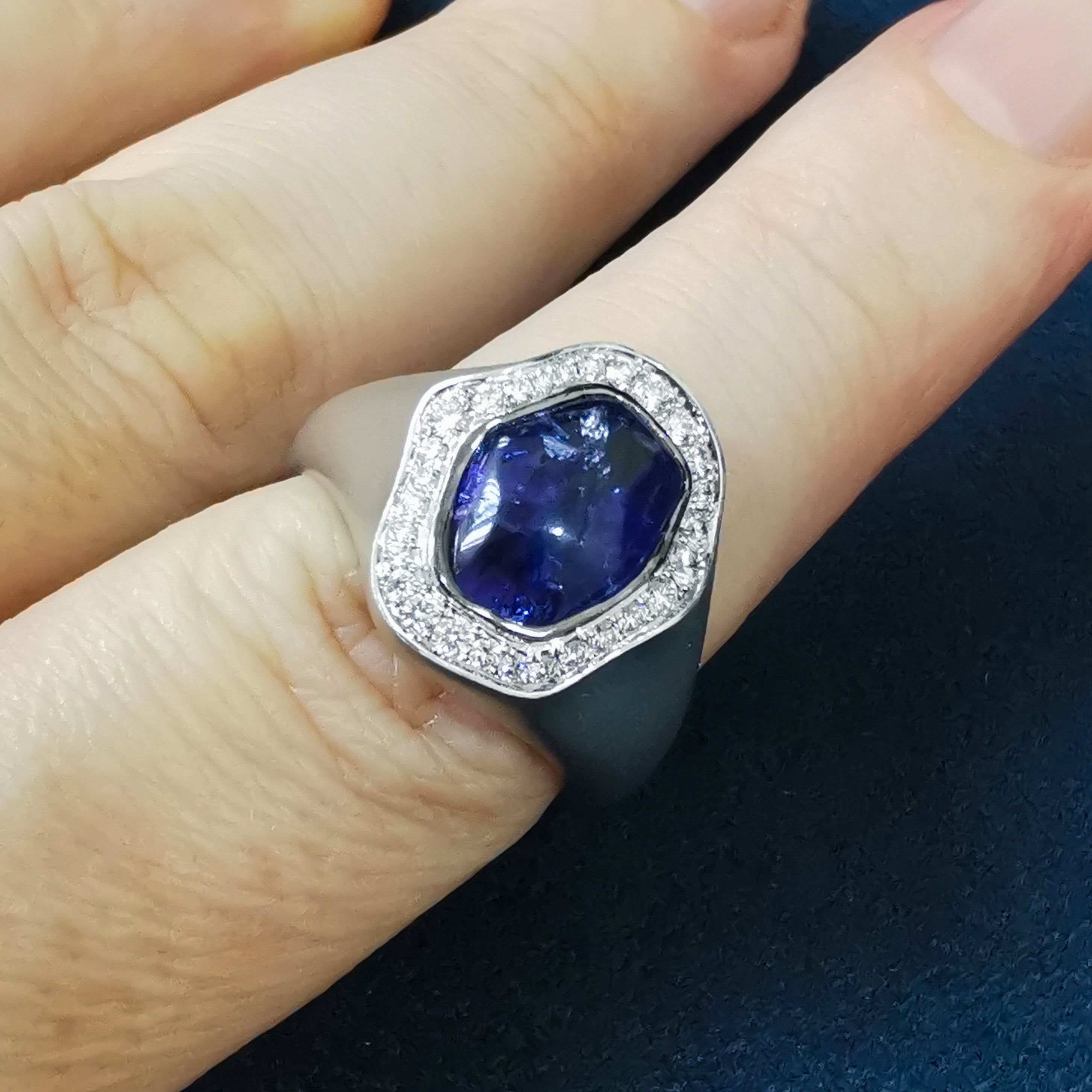 Tanzanite, Diamonds 18K White Gold Ring, R 0030-19/1