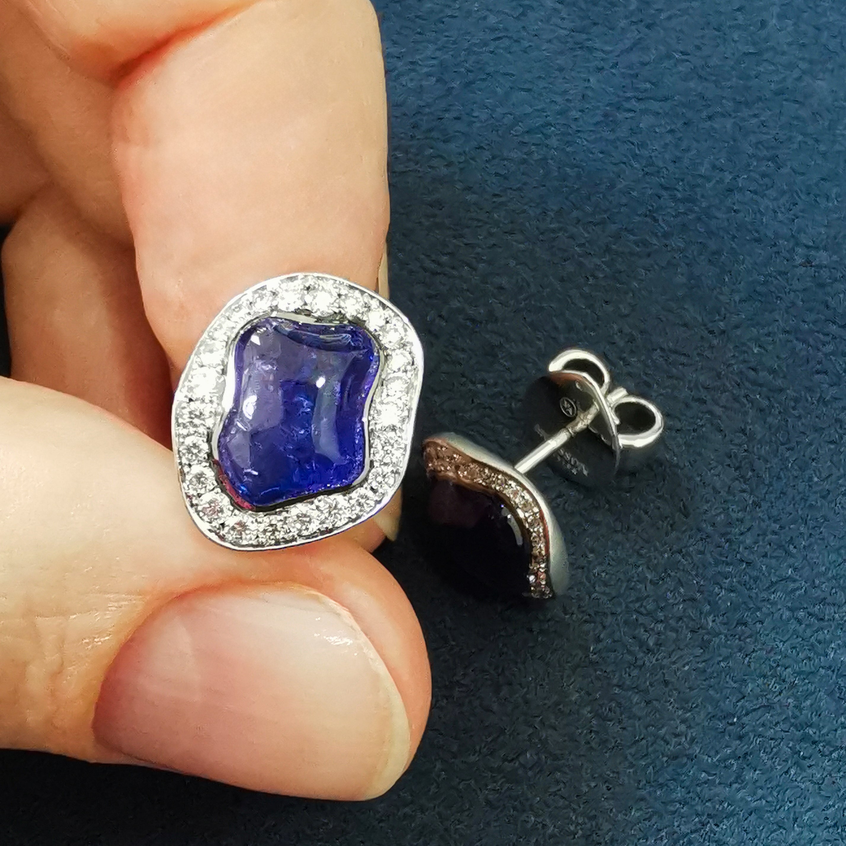 Tanzanites, Diamonds 18K White Gold, Earrings, E 0030-19/1