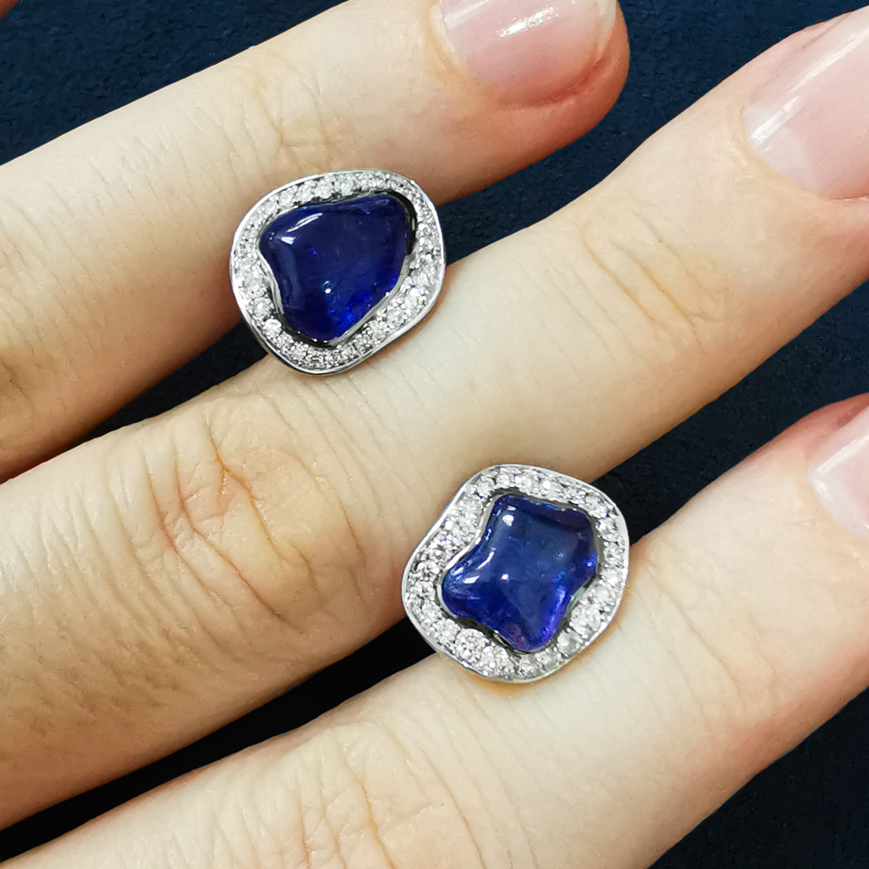 Tanzanites, Diamonds 18K White Gold, Earrings, E 0030-19/1