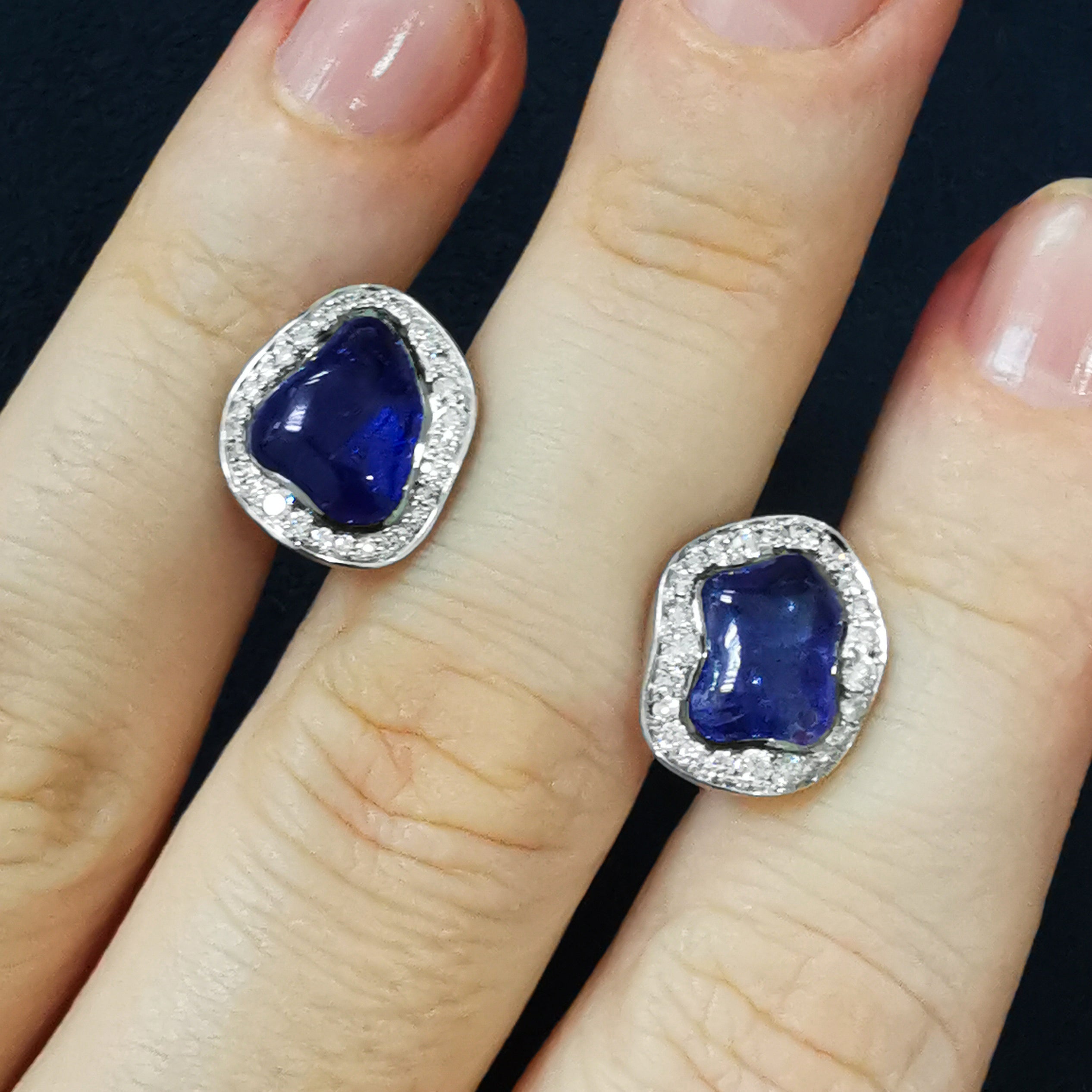Tanzanites, Diamonds 18K White Gold, Earrings, E 0030-19/1