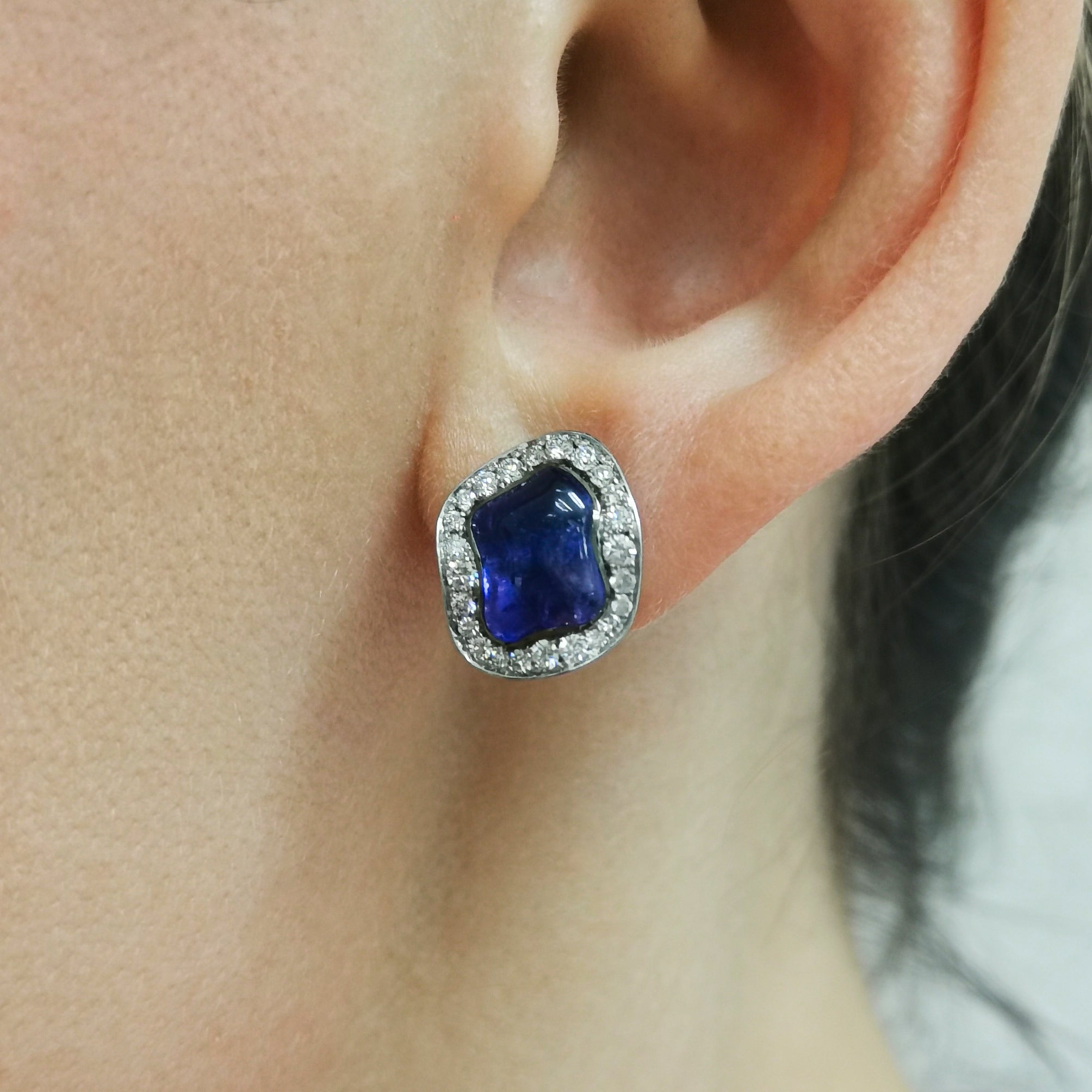 Tanzanites, Diamonds 18K White Gold, Earrings, E 0030-19/1