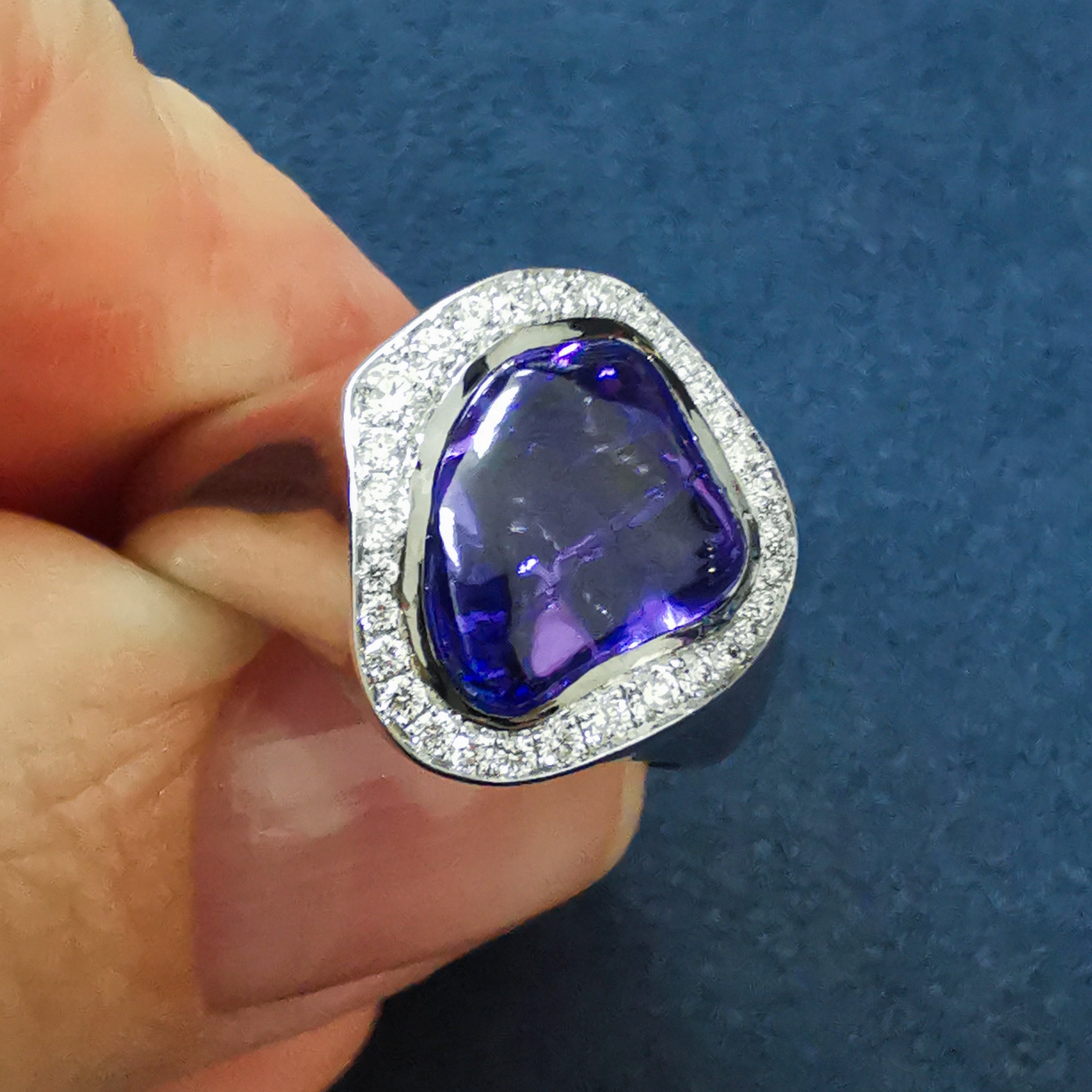 Tanzanite, Diamonds 18K White Gold Ring, R 0030-20/1