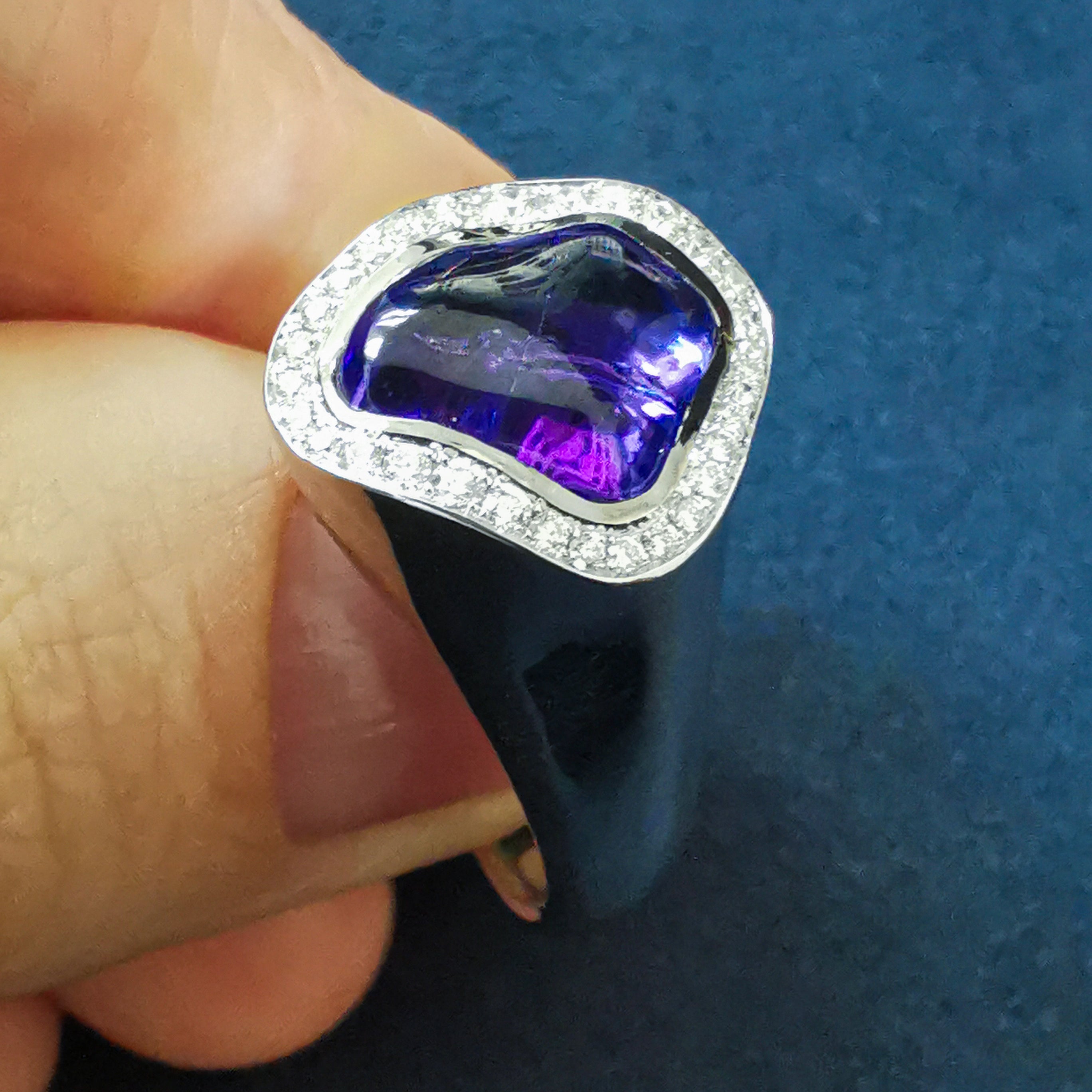 Tanzanite, Diamonds 18K White Gold Ring, R 0030-20/1