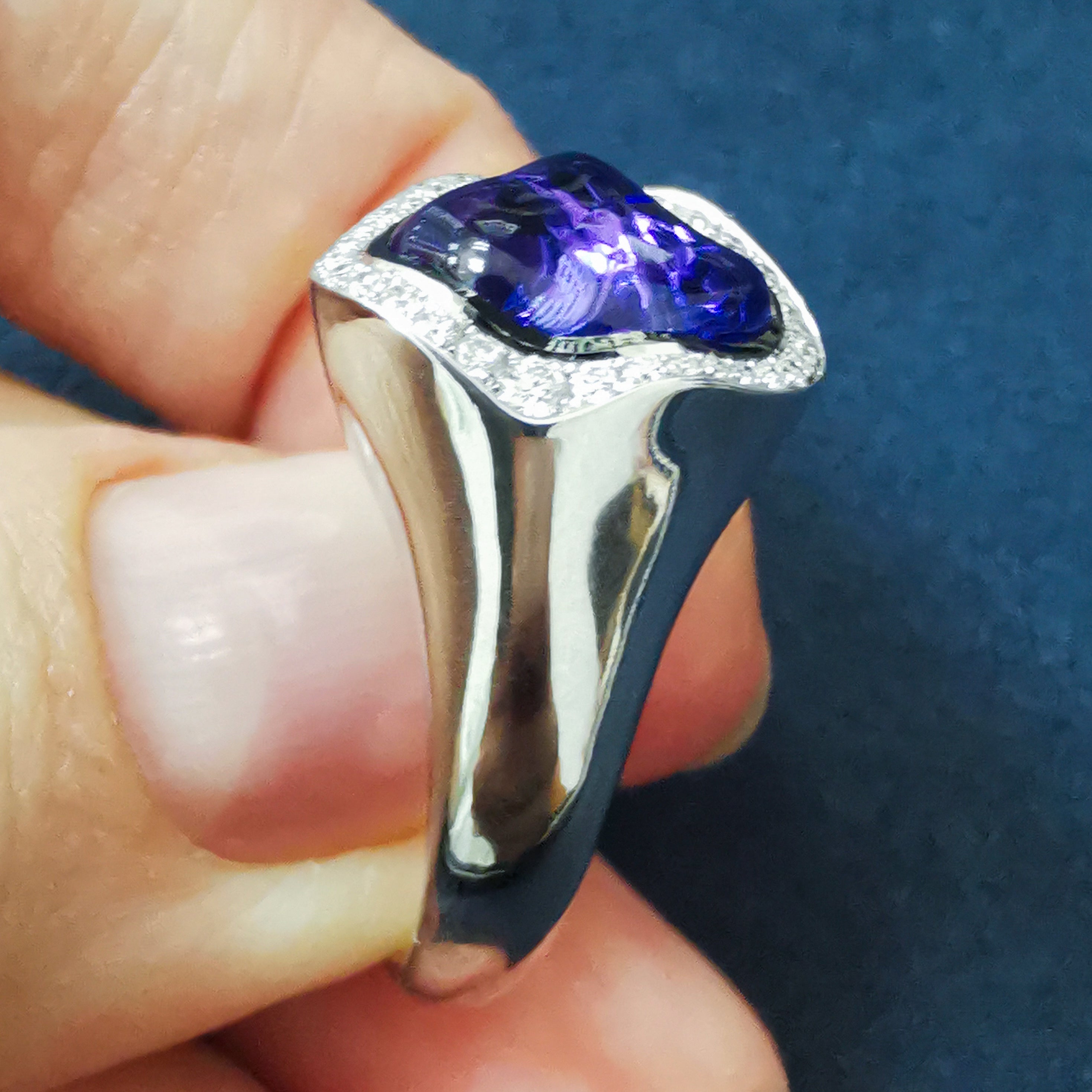 Tanzanite, Diamonds 18K White Gold Ring, R 0030-20/1