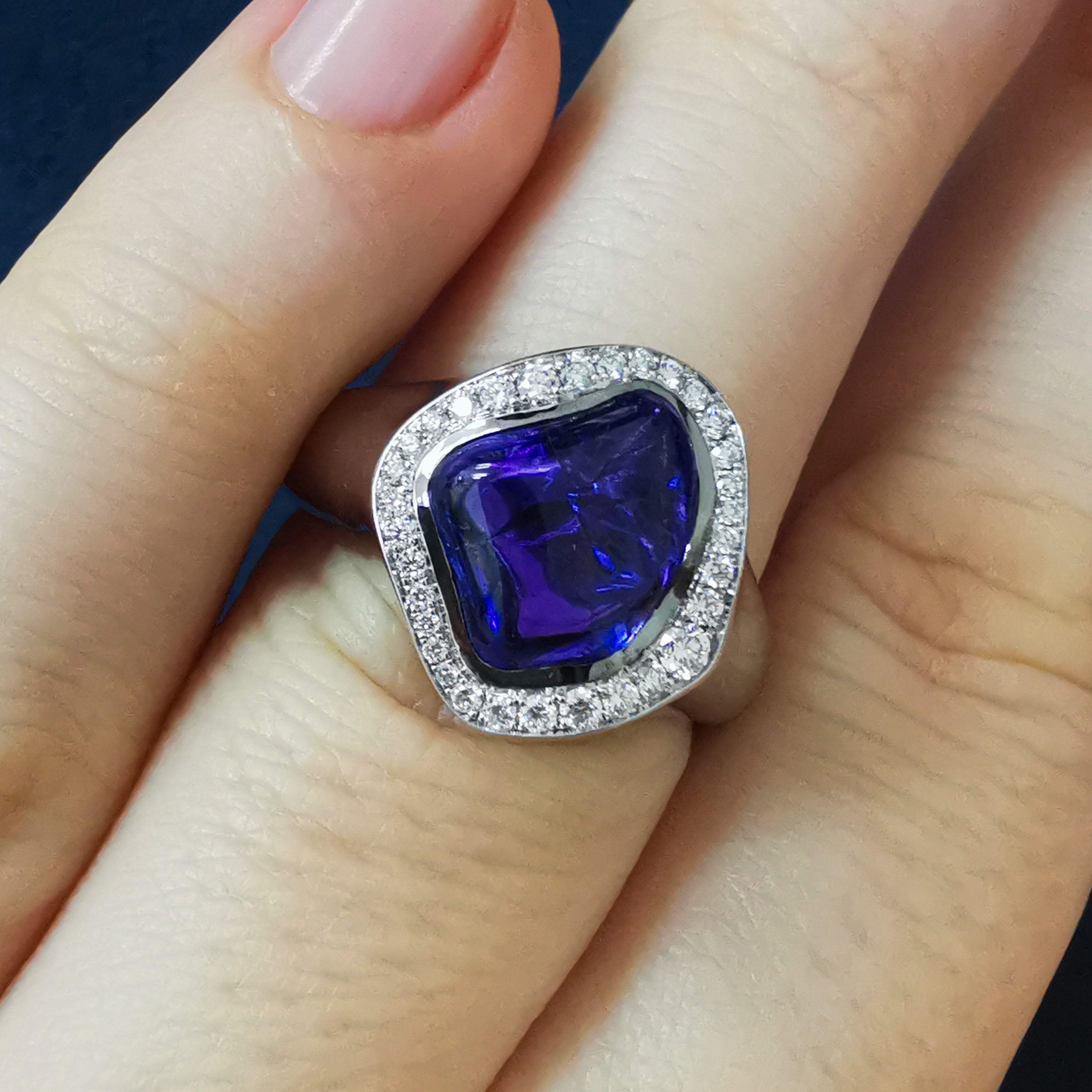 Tanzanite, Diamonds 18K White Gold Ring, R 0030-20/1
