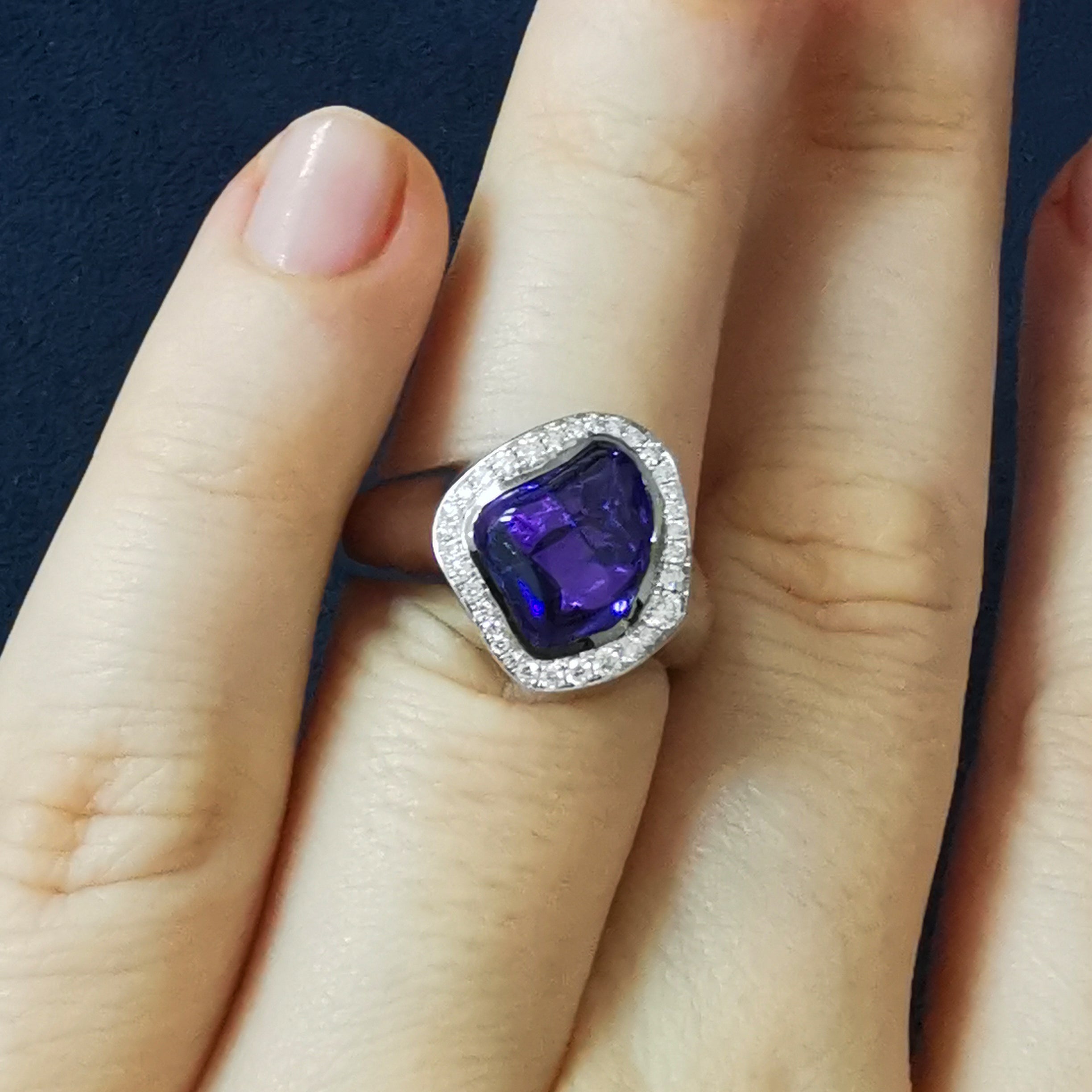 Tanzanite, Diamonds 18K White Gold Ring, R 0030-20/1