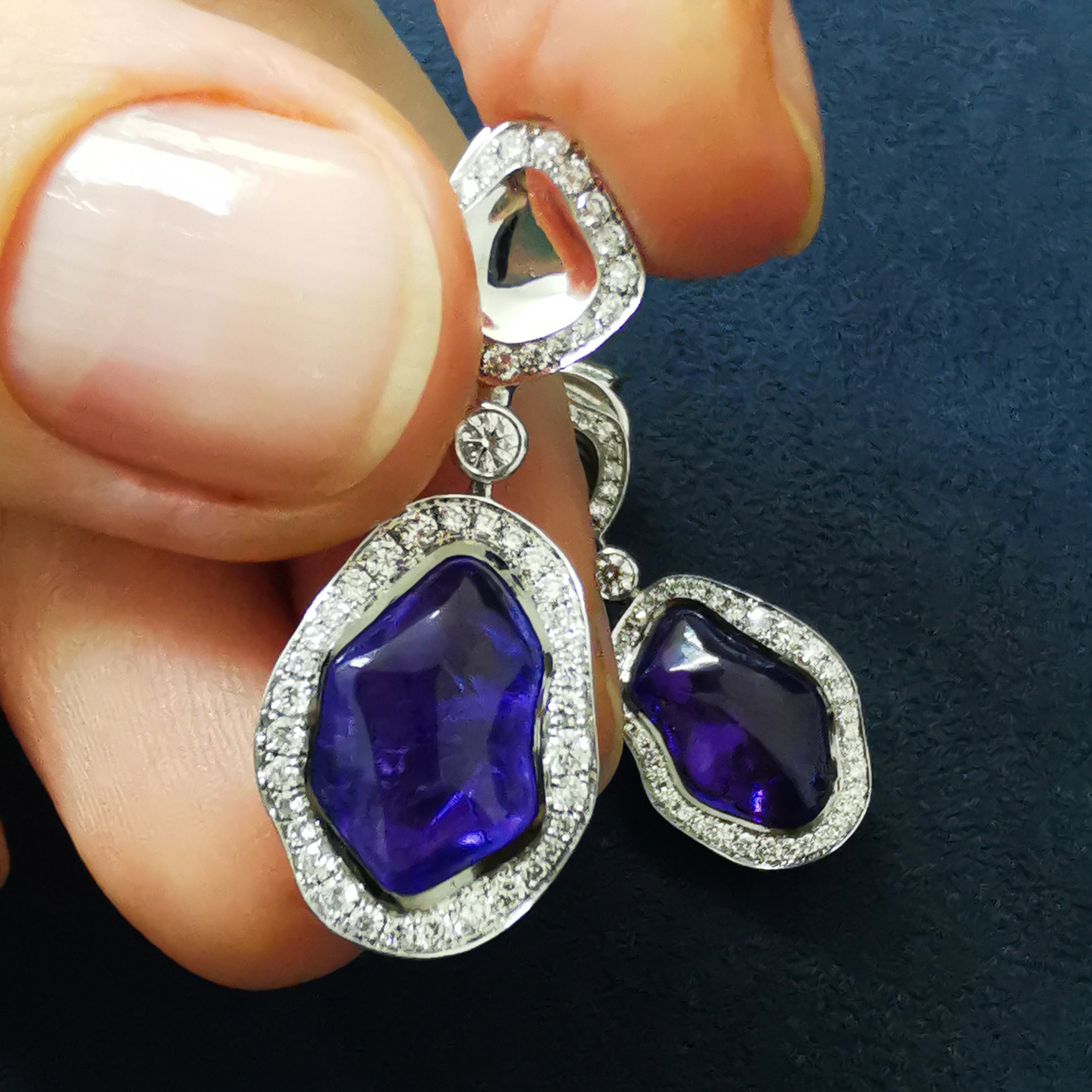 Tanzanite, Diamonds 18K White Gold Earrings, E 0030-20/1