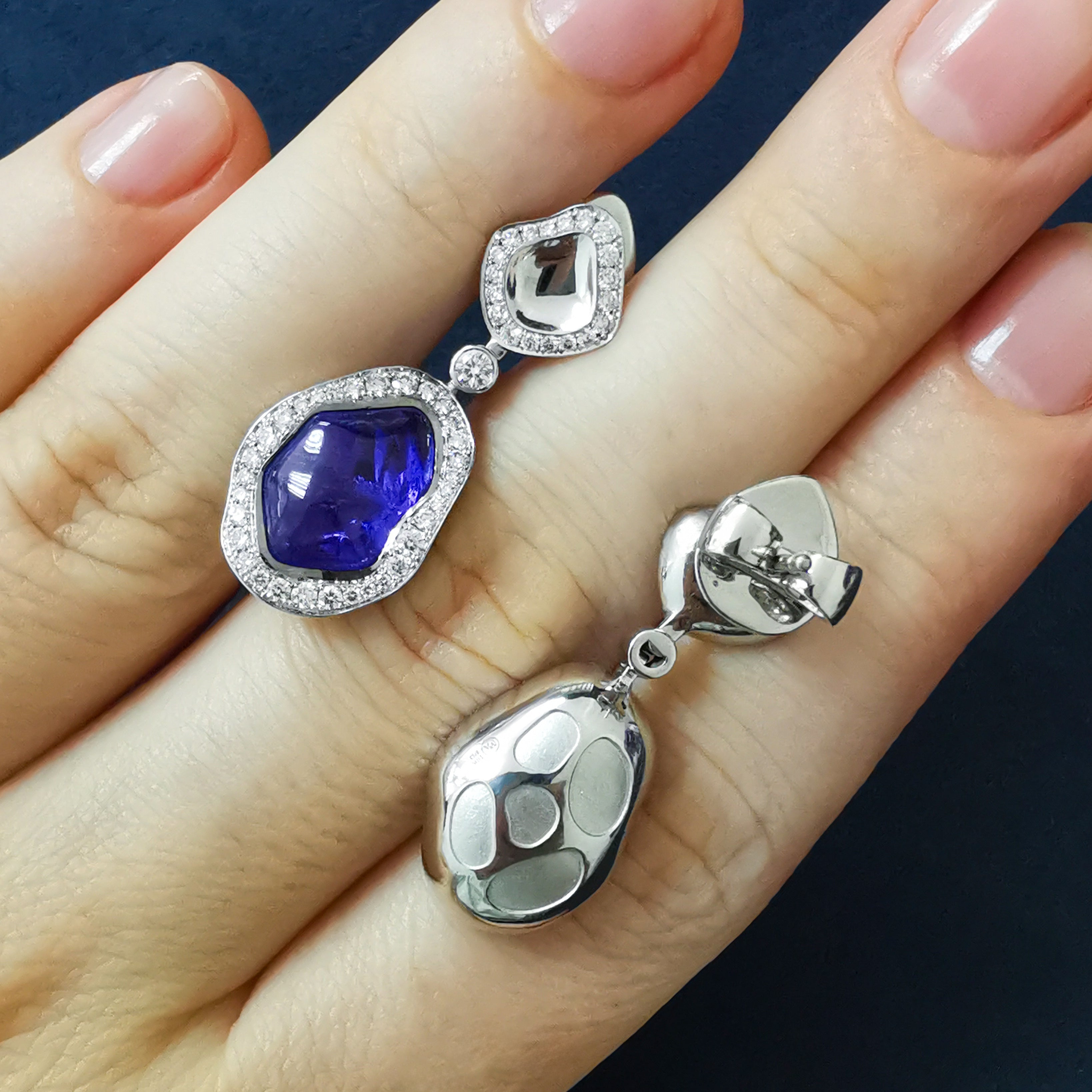 Tanzanite, Diamonds 18K White Gold Earrings, E 0030-20/1
